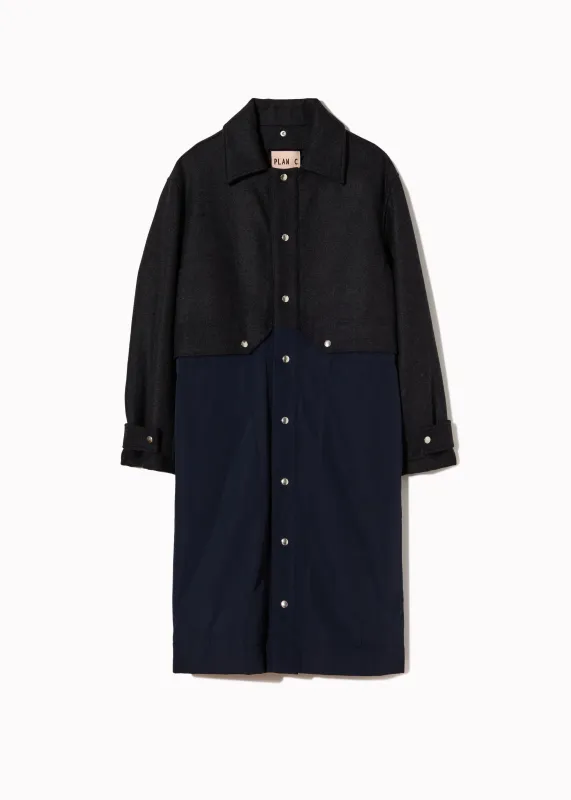 MELANGE DOUBLE WOOL HOODED COAT made by Plan C