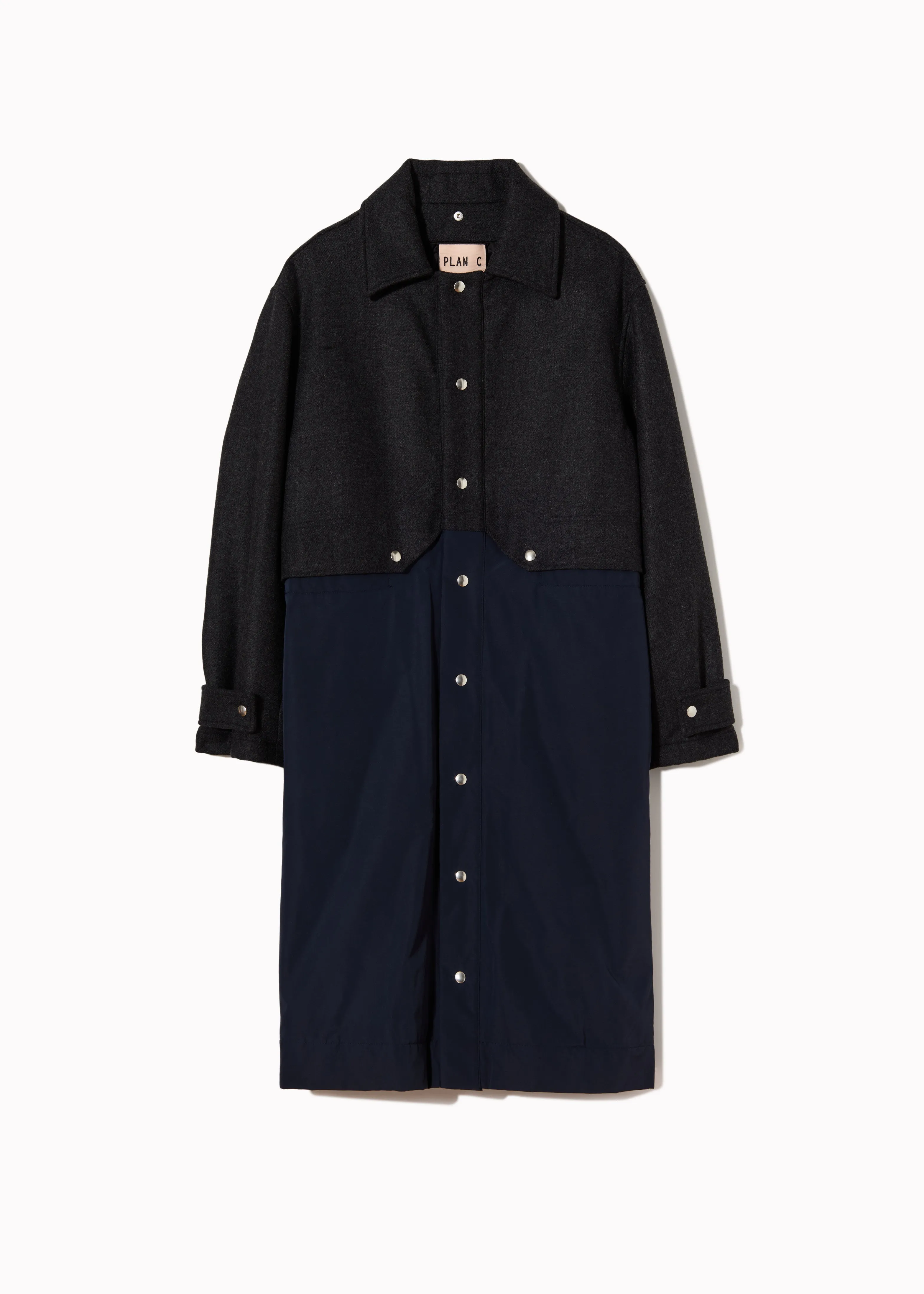 MELANGE DOUBLE WOOL HOODED COAT sold by Plan C