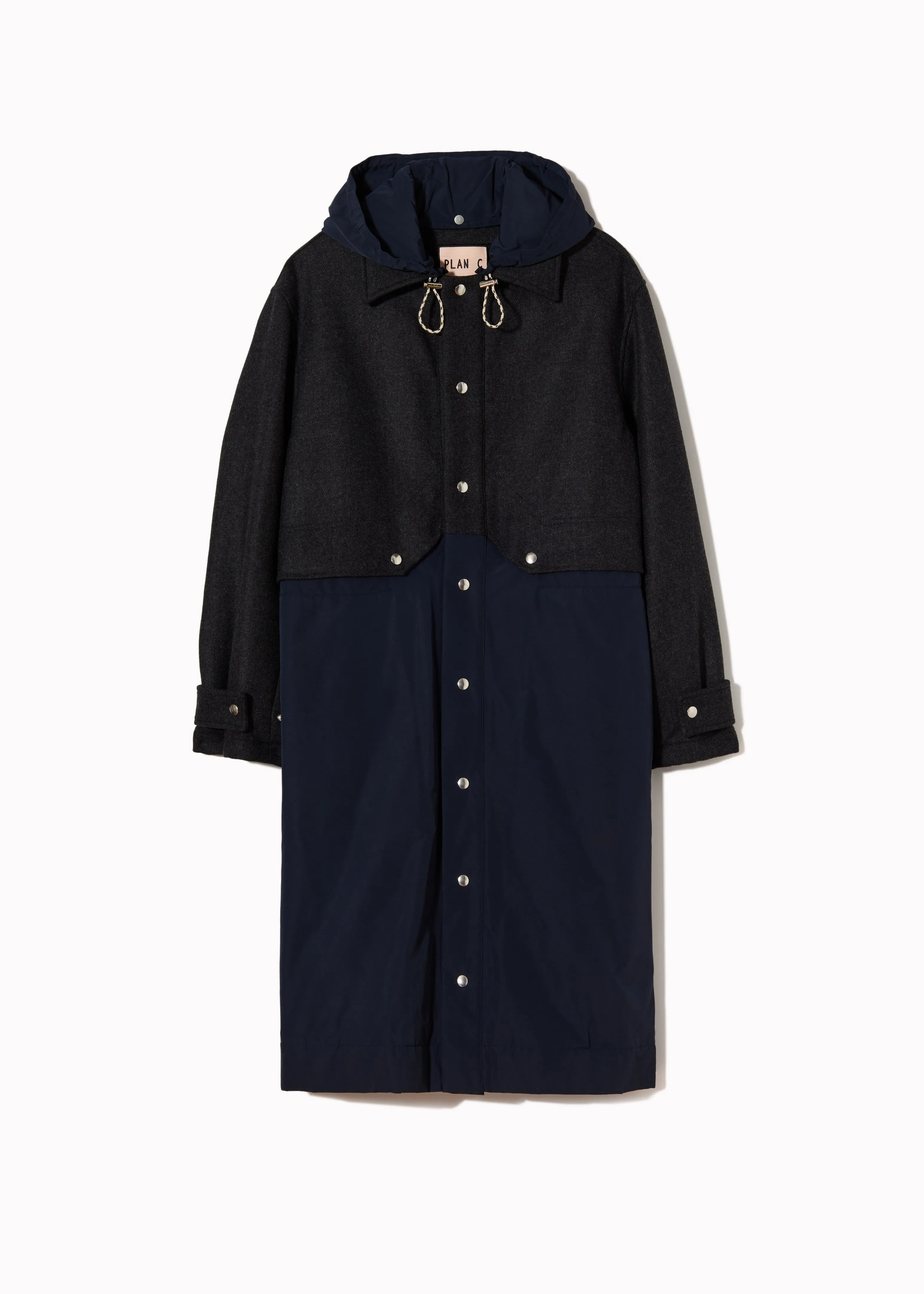 MELANGE DOUBLE WOOL HOODED COAT sold by Plan C product image thumbnail 2