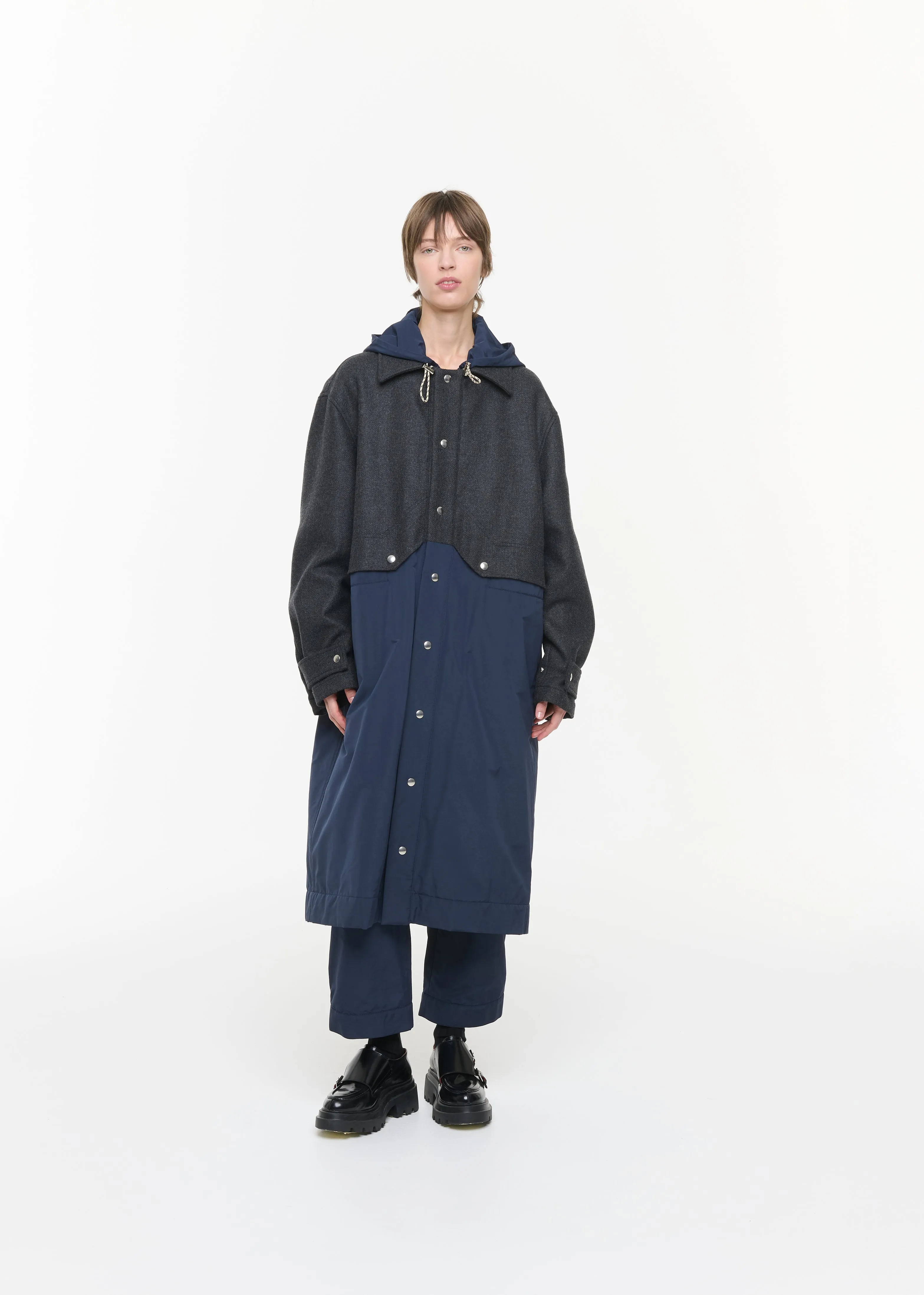 MELANGE DOUBLE WOOL HOODED COAT sold by Plan C product image thumbnail 4