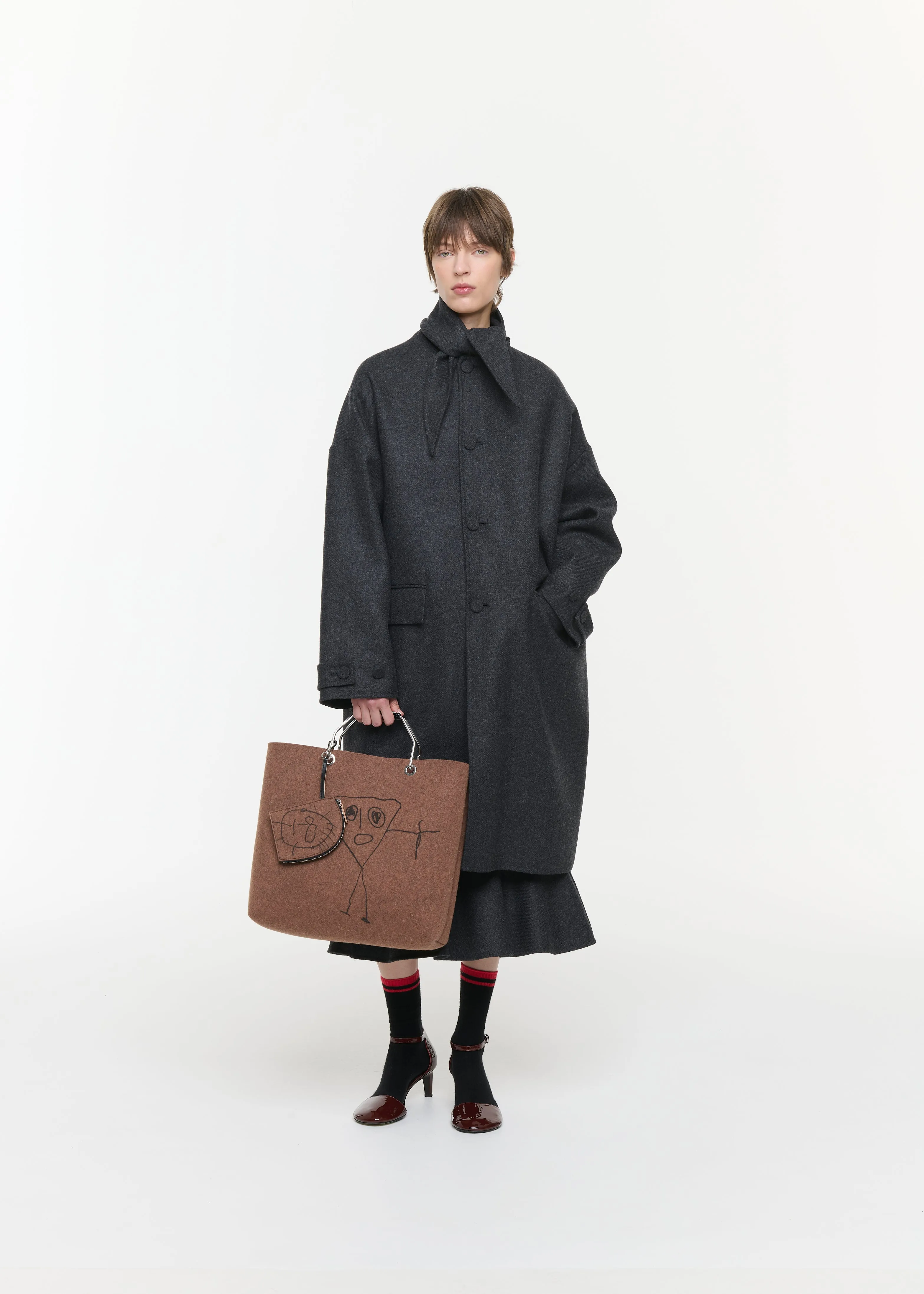DOUBLE FACED WOOL MELANGE COAT WITH SCARF sold by Plan C product image thumbnail 2