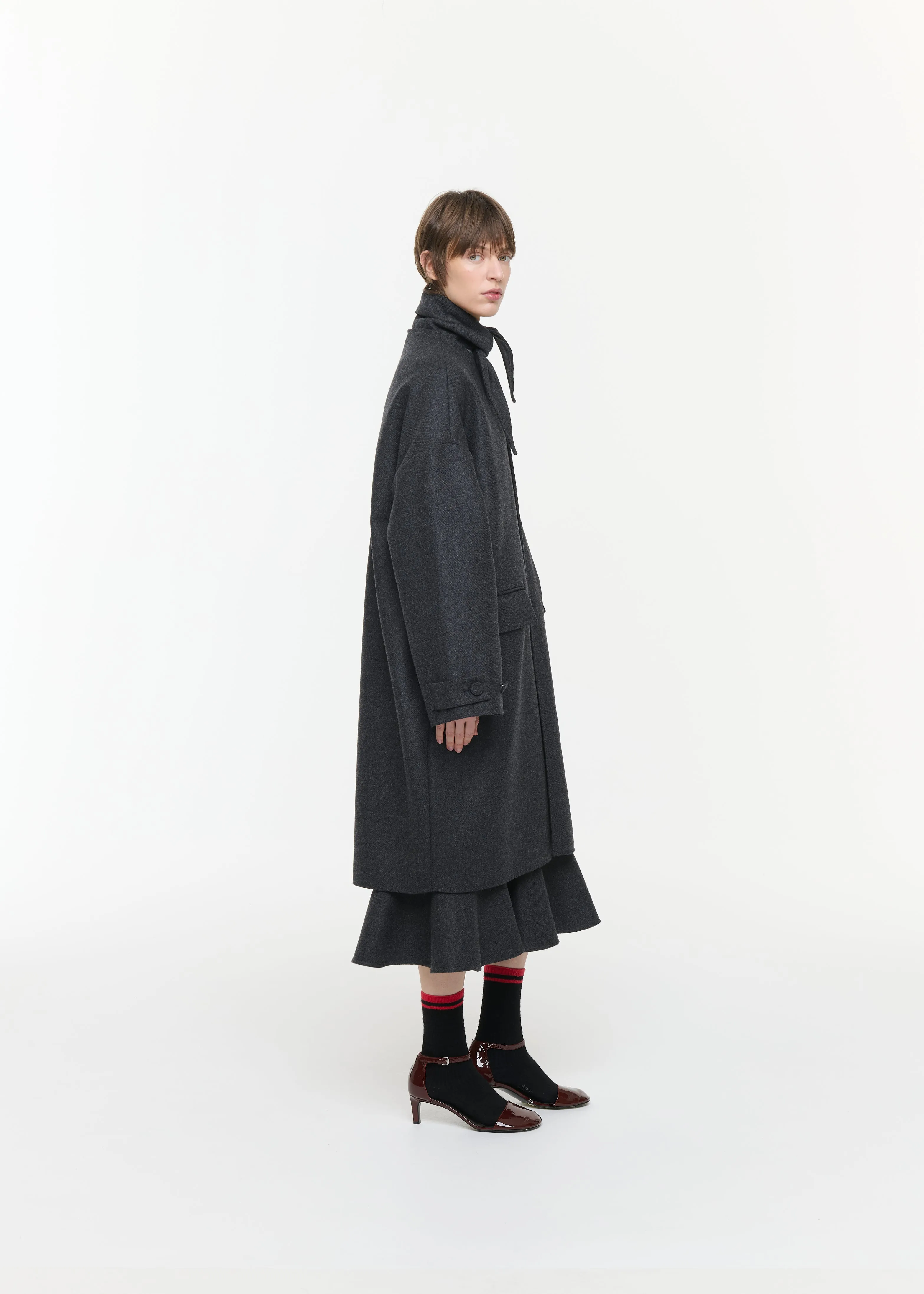 DOUBLE FACED WOOL MELANGE COAT WITH SCARF sold by Plan C product image thumbnail 4