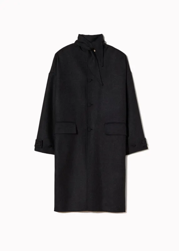 DOUBLE FACED WOOL MELANGE COAT WITH SCARF made by Plan C
