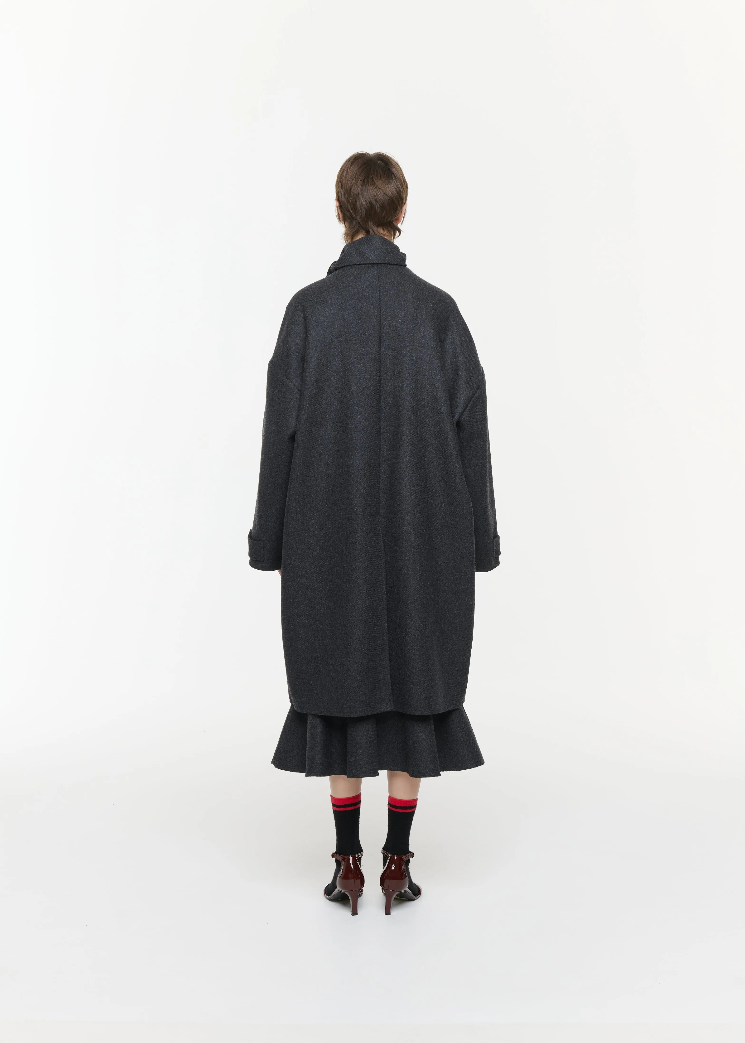DOUBLE FACED WOOL MELANGE COAT WITH SCARF sold by Plan C product image thumbnail 5