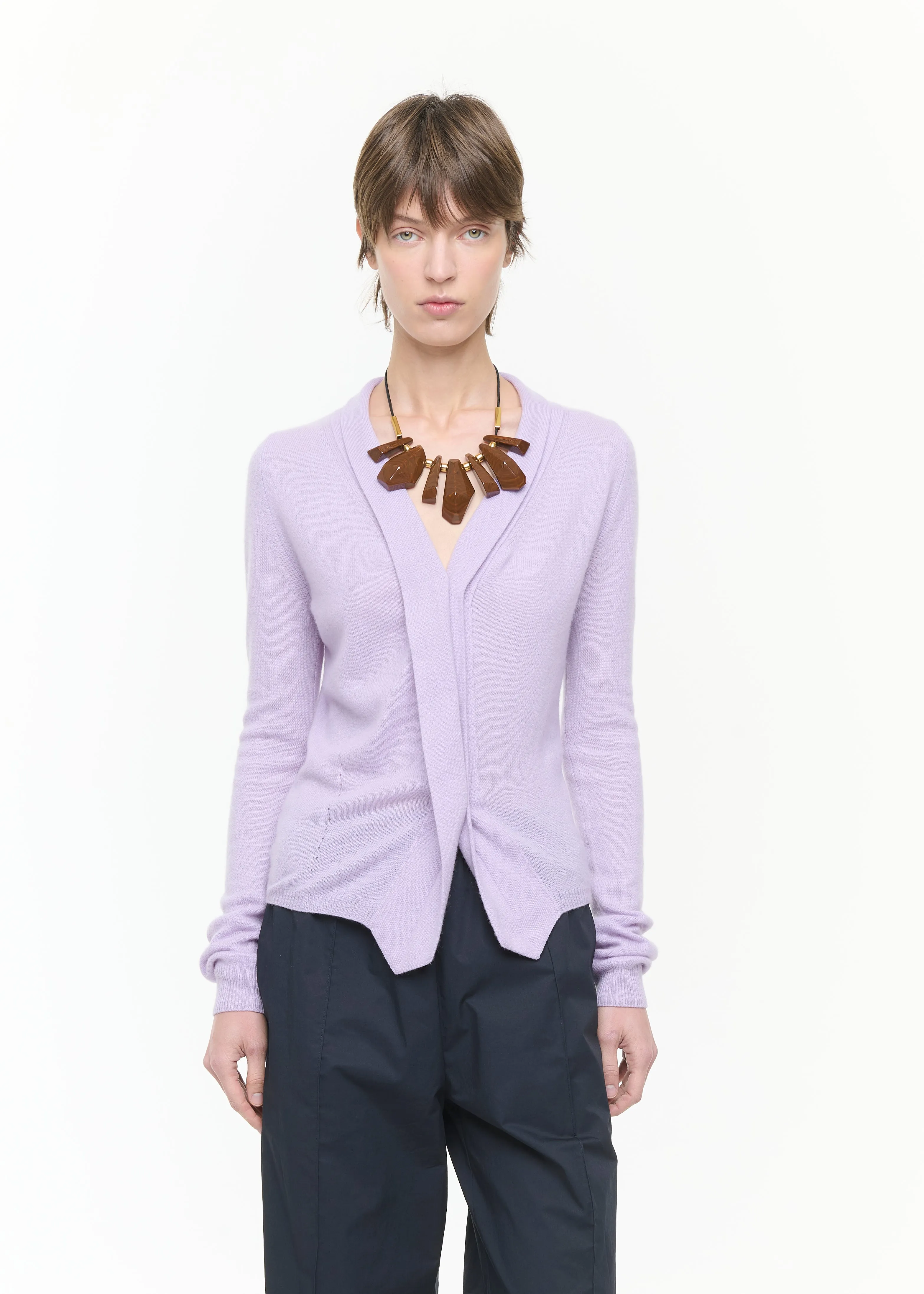 LILAC CASHMERE V-NECK CARDIGAN sold by Plan C product image thumbnail 3