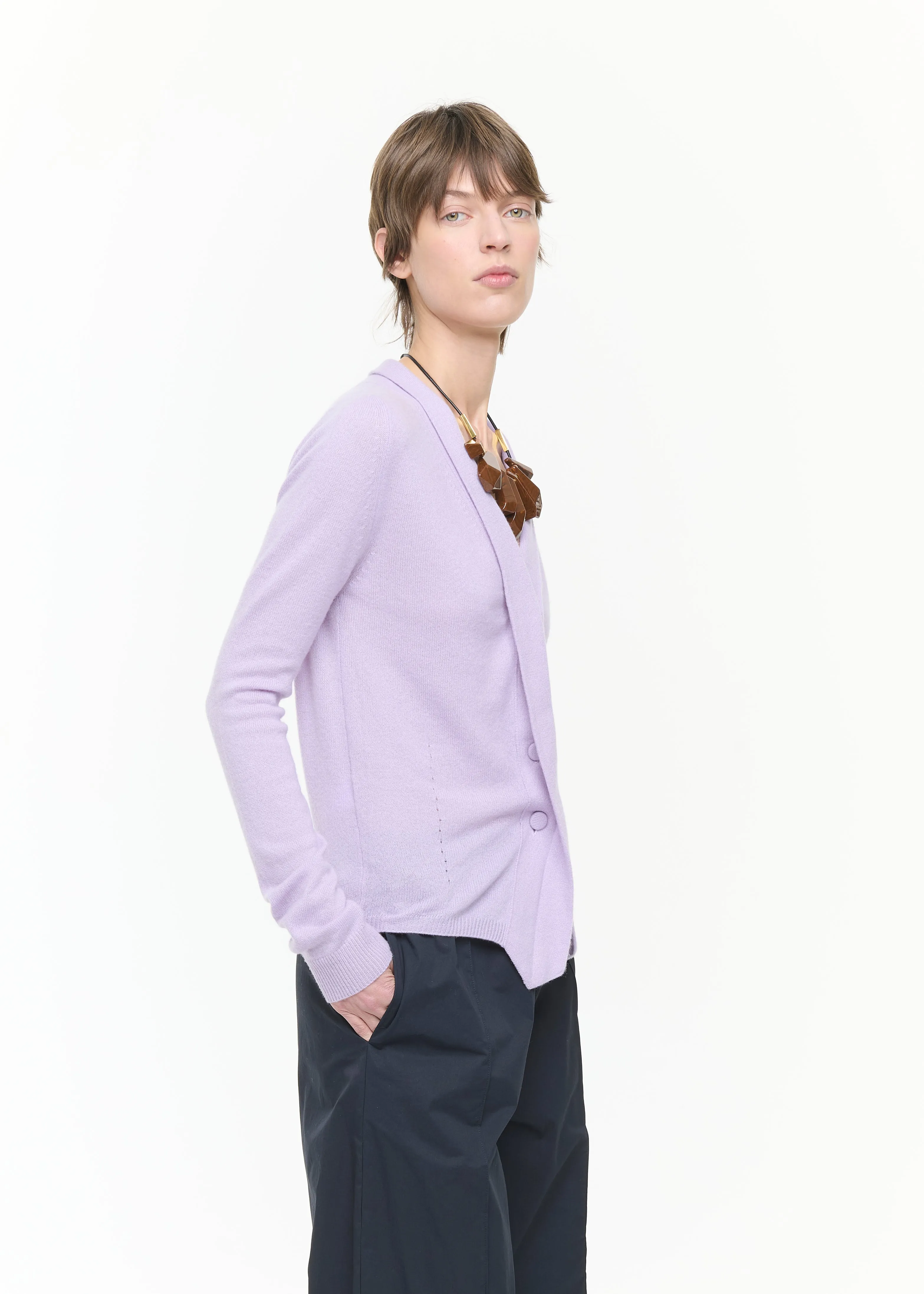LILAC CASHMERE V-NECK CARDIGAN sold by Plan C product image thumbnail 4