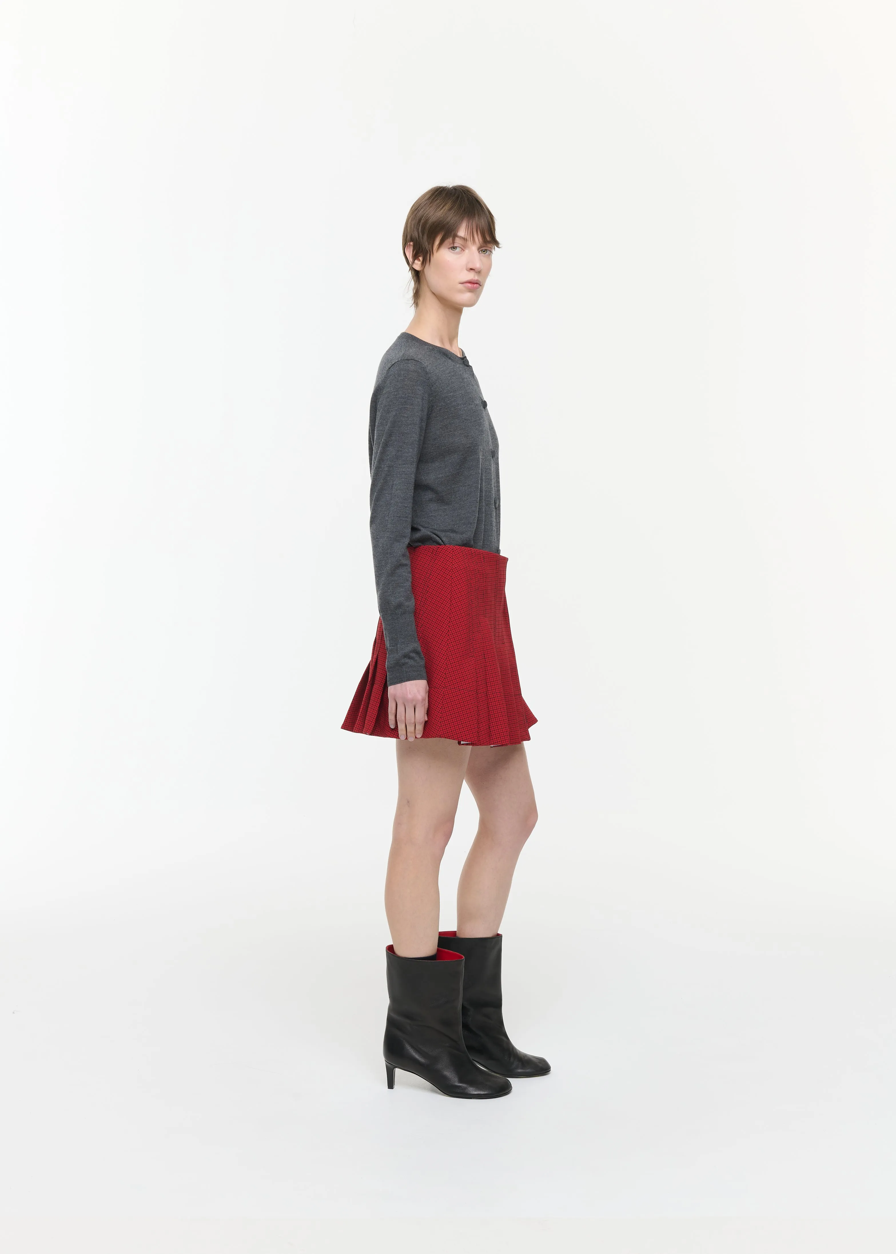 PLEATED MINI SKIRT WITH MICROCHECK sold by Plan C product image thumbnail 5
