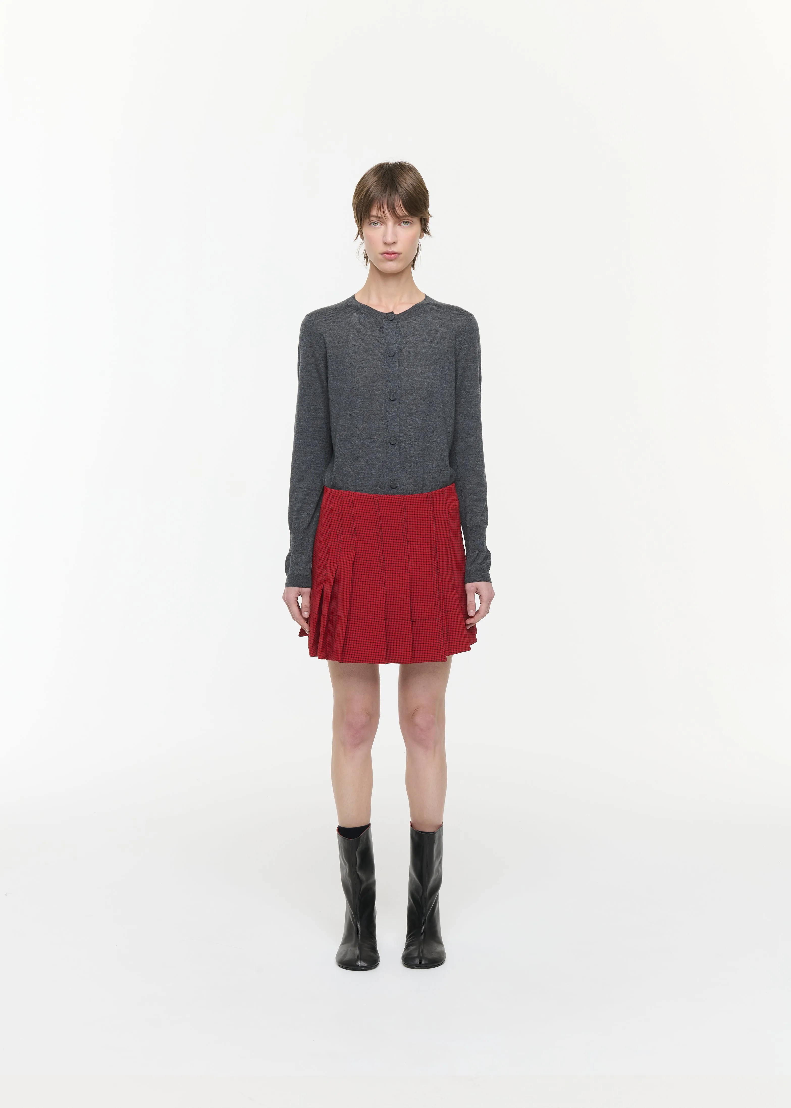 PLEATED MINI SKIRT WITH MICROCHECK sold by Plan C product image thumbnail 3