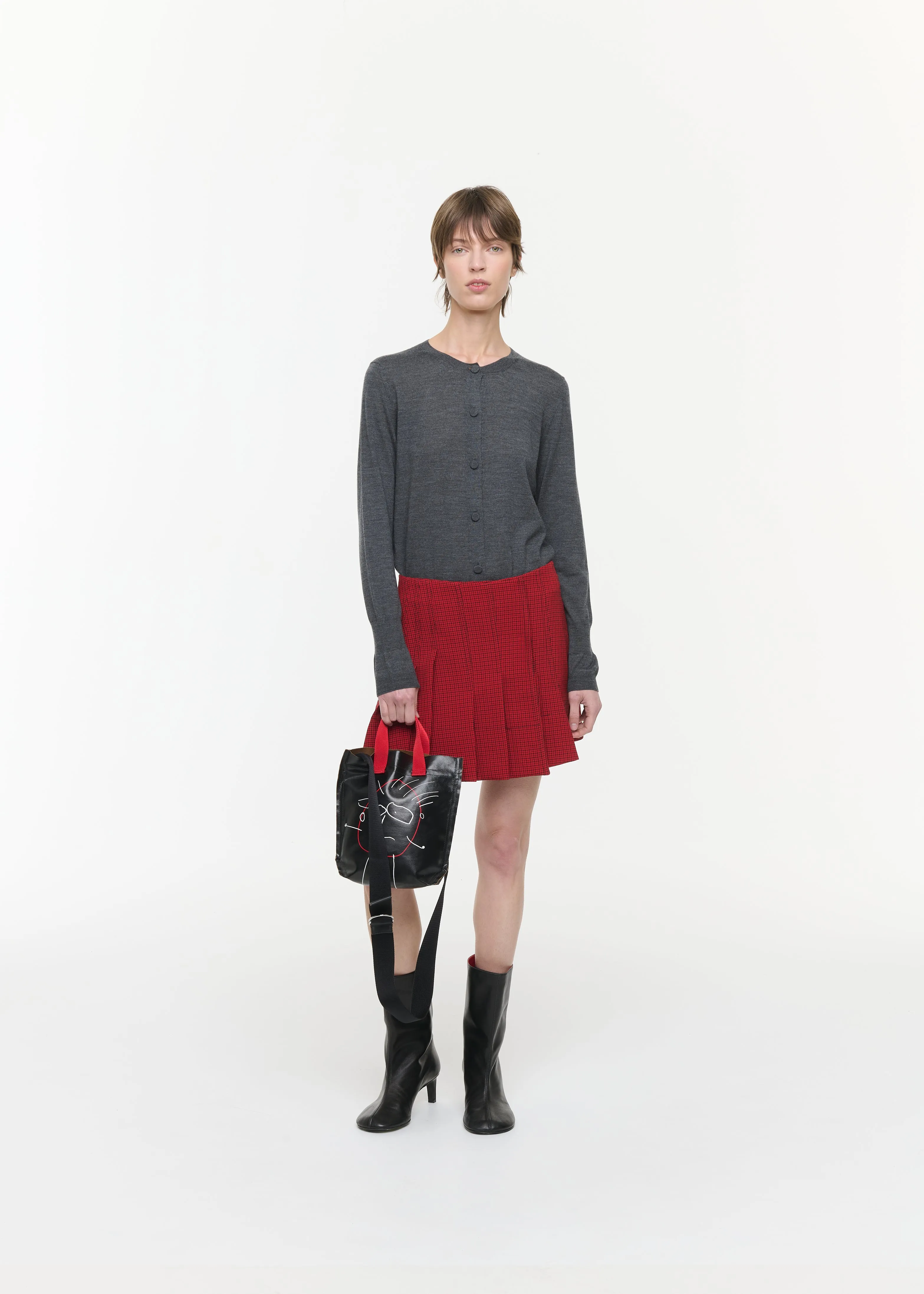 PLEATED MINI SKIRT WITH MICROCHECK sold by Plan C product image thumbnail 2