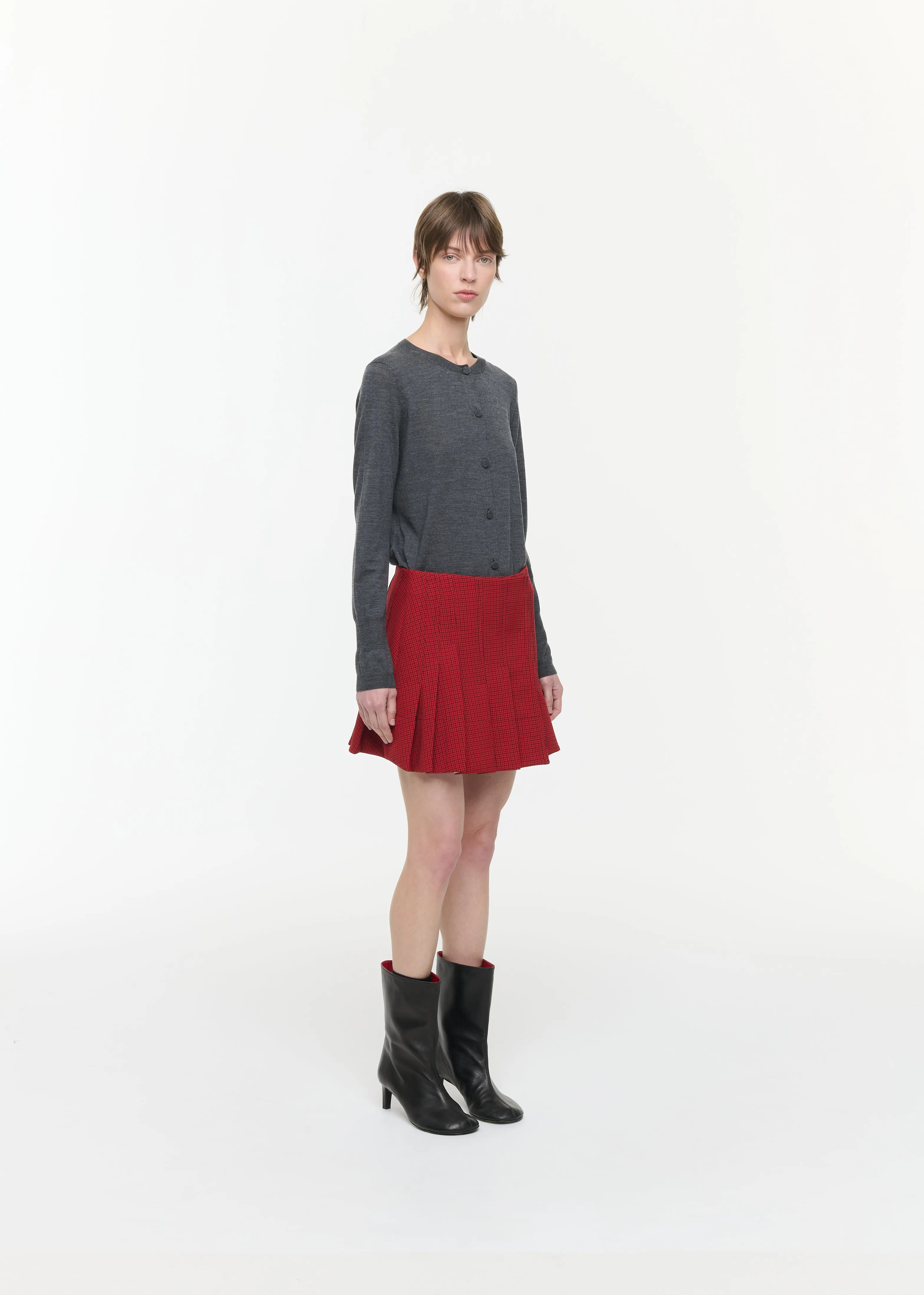 PLEATED MINI SKIRT WITH MICROCHECK sold by Plan C product image thumbnail 4