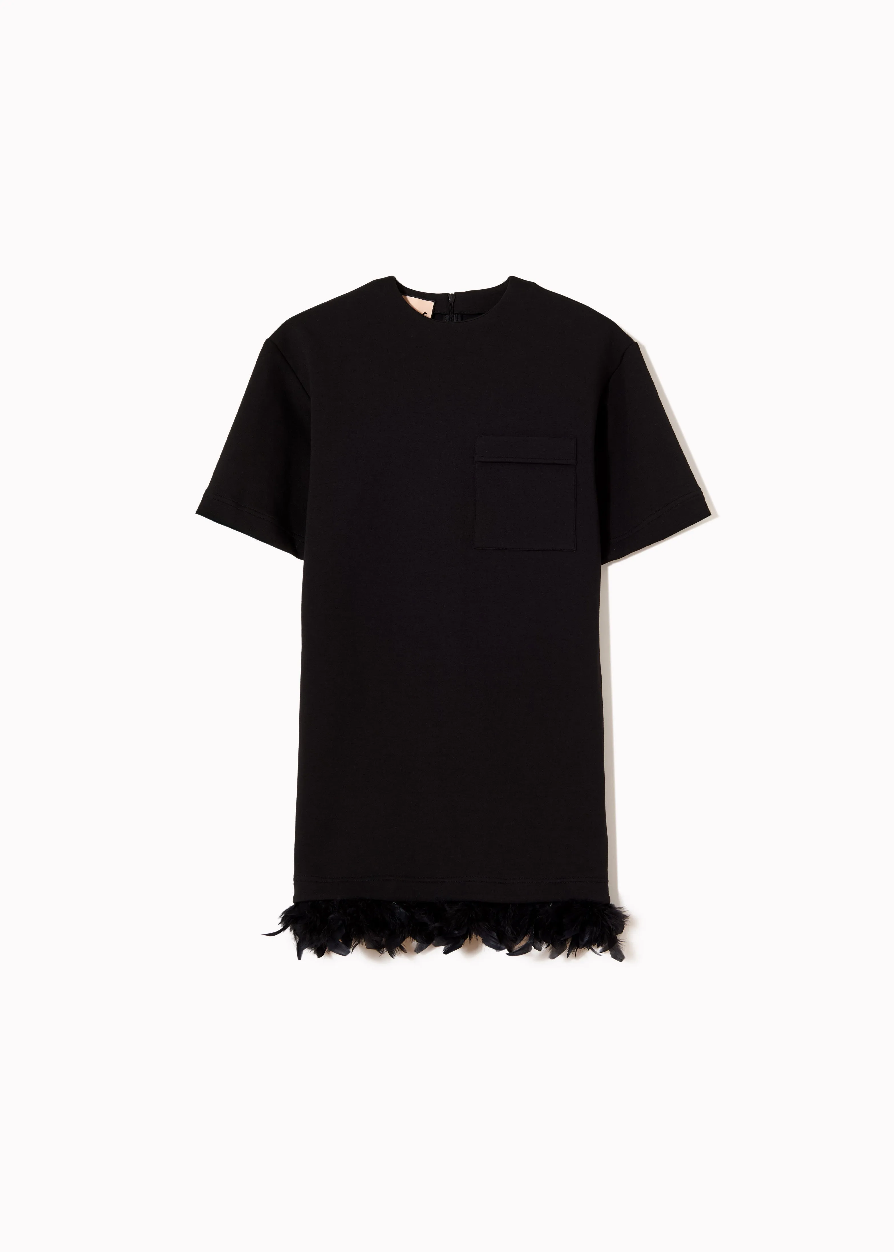 BLACK MINI FLEECE DRESS WITH FEATHERS sold by Plan C