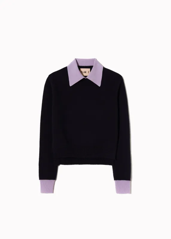 BLUE SWEATER WITH CONTRAST LILAC made by Plan C