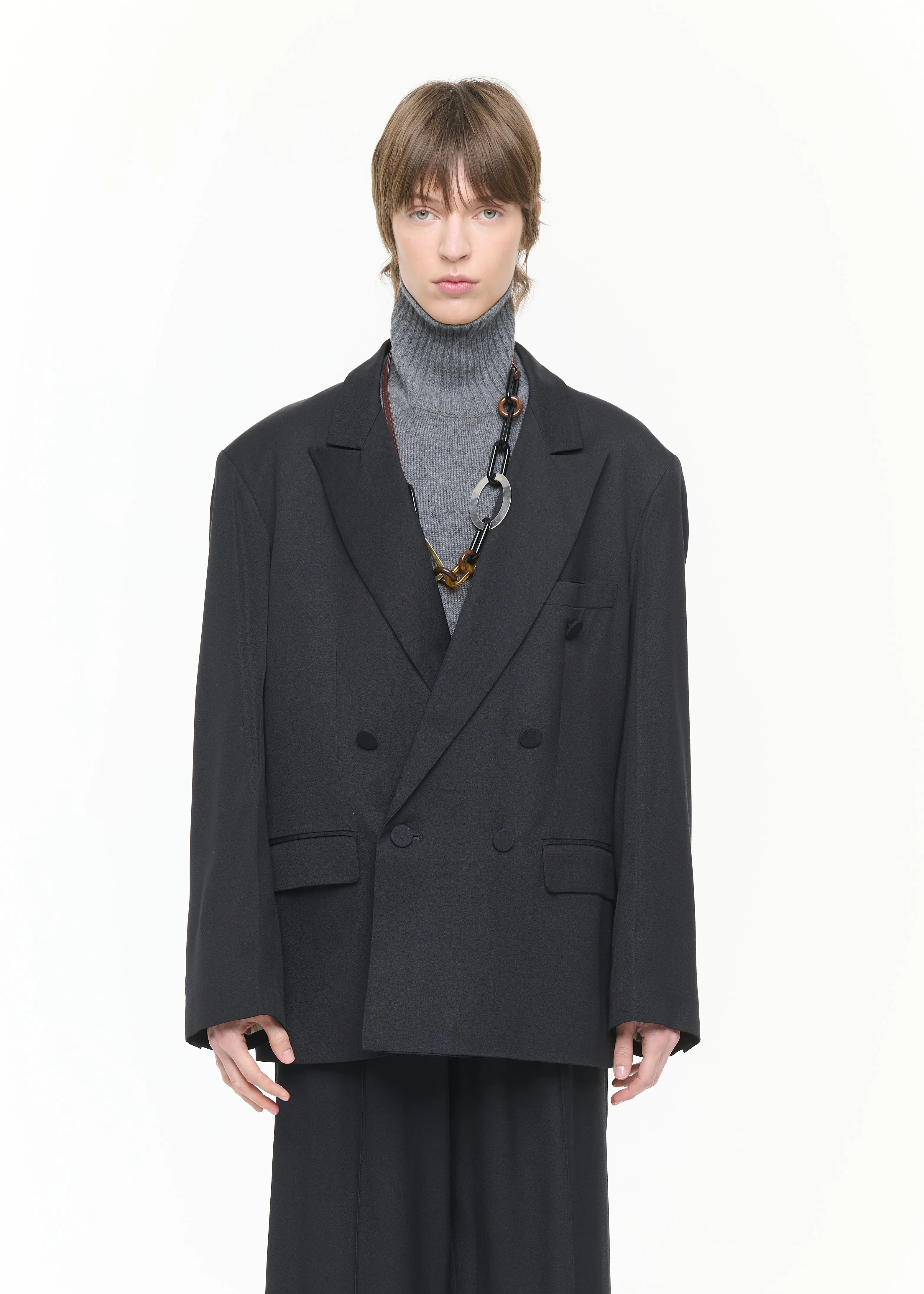 DOUBLE-BREASTED BLACK BLAZER sold by Plan C product image thumbnail 4