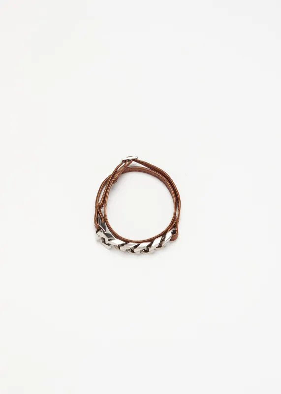 BURNED LEATHER AND METAL CHAIN BRACELET made by Plan C