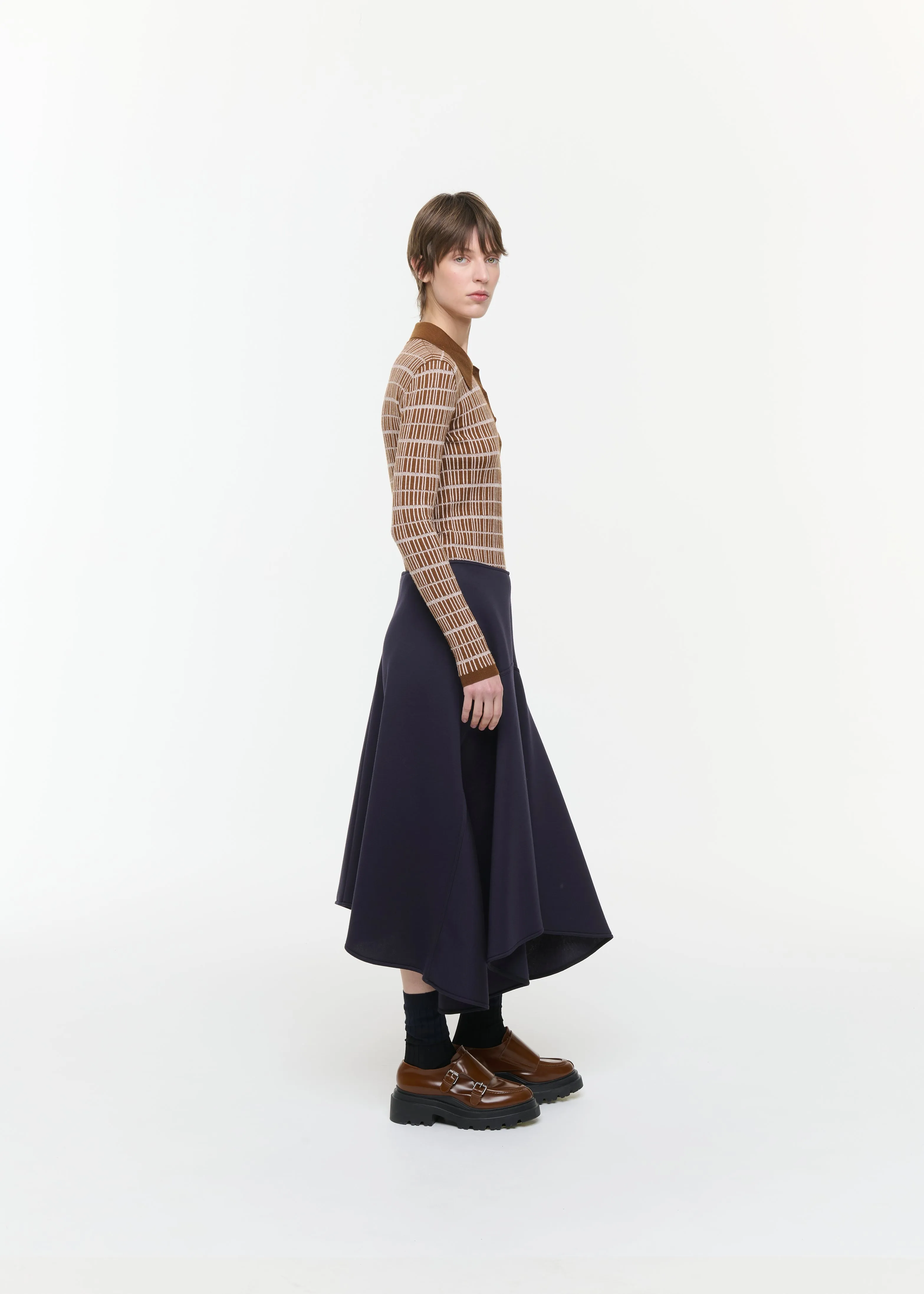 BLUE BLACK ASYMMETRIC SCUBA SKIRT sold by Plan C product image thumbnail 4