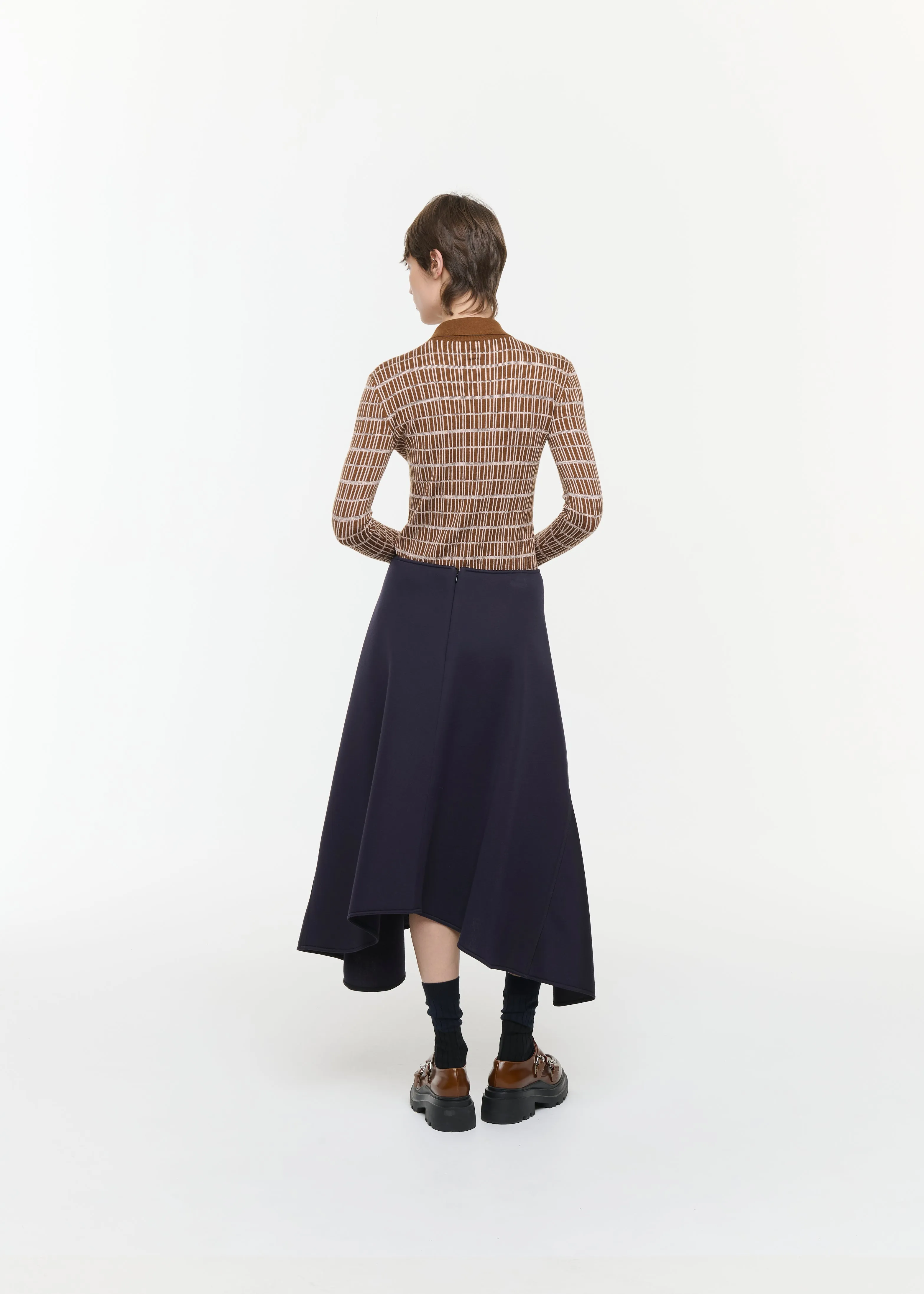 BLUE BLACK ASYMMETRIC SCUBA SKIRT sold by Plan C product image thumbnail 5