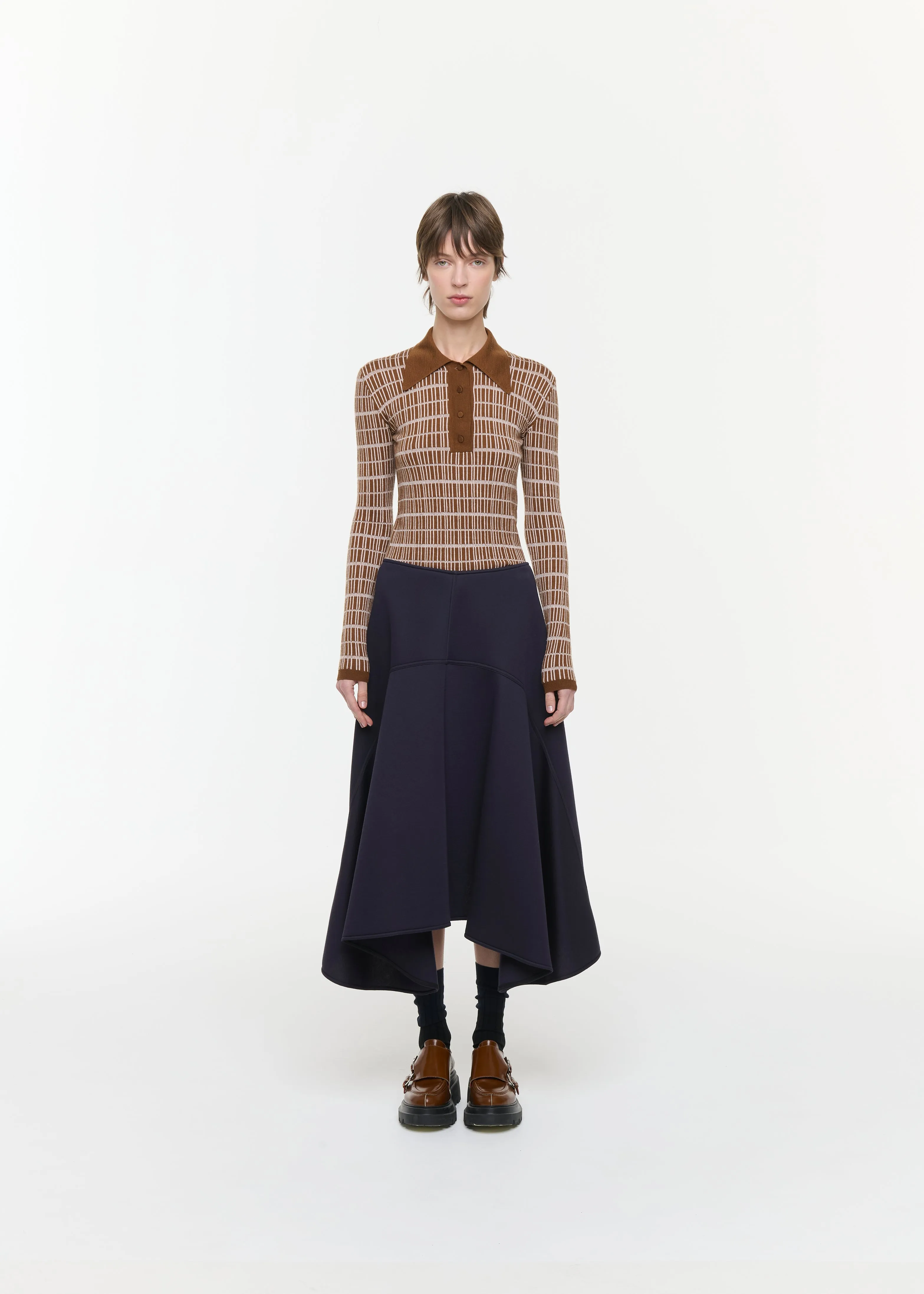 BLUE BLACK ASYMMETRIC SCUBA SKIRT sold by Plan C product image thumbnail 2