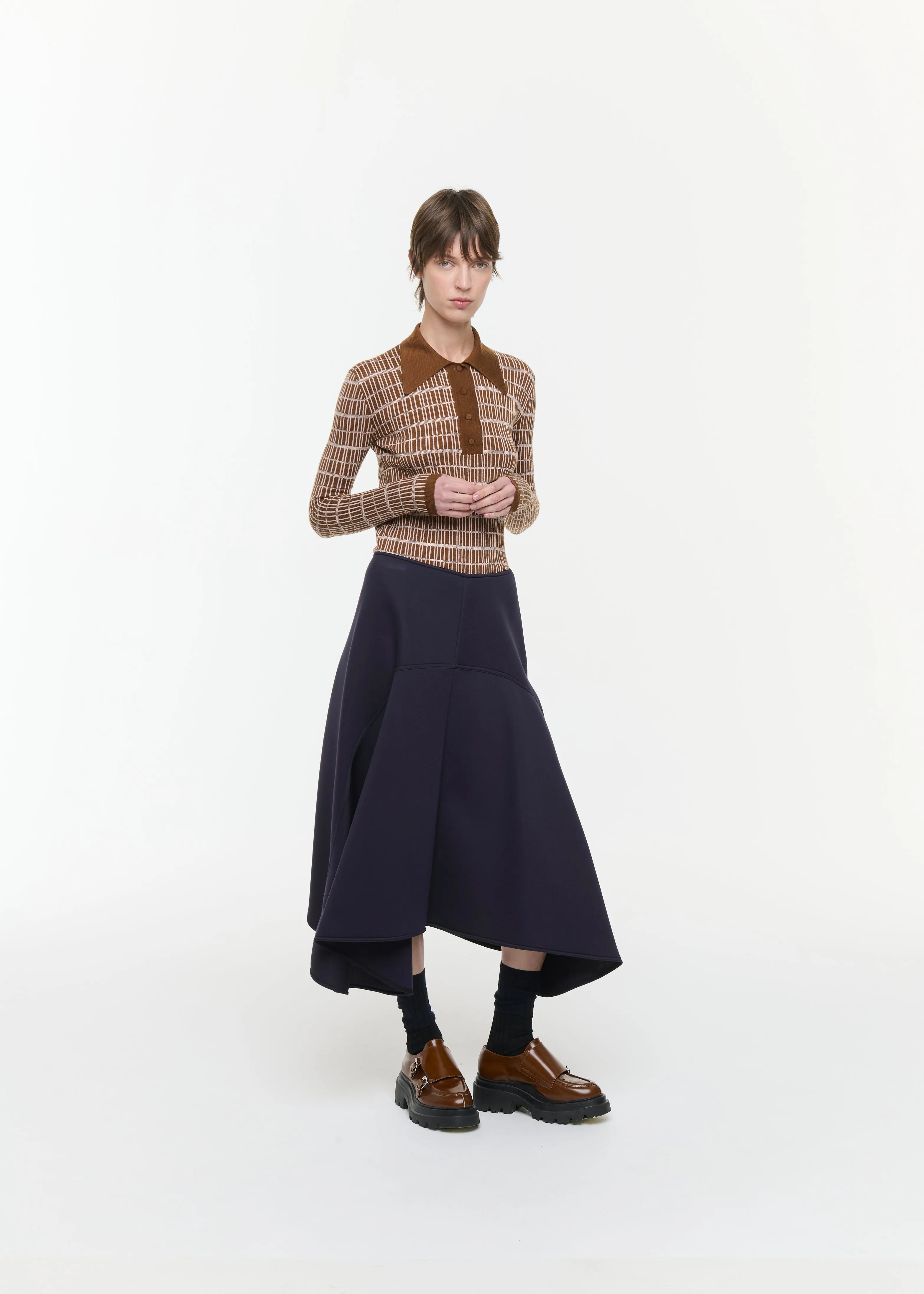 BLUE BLACK ASYMMETRIC SCUBA SKIRT sold by Plan C product image thumbnail 3