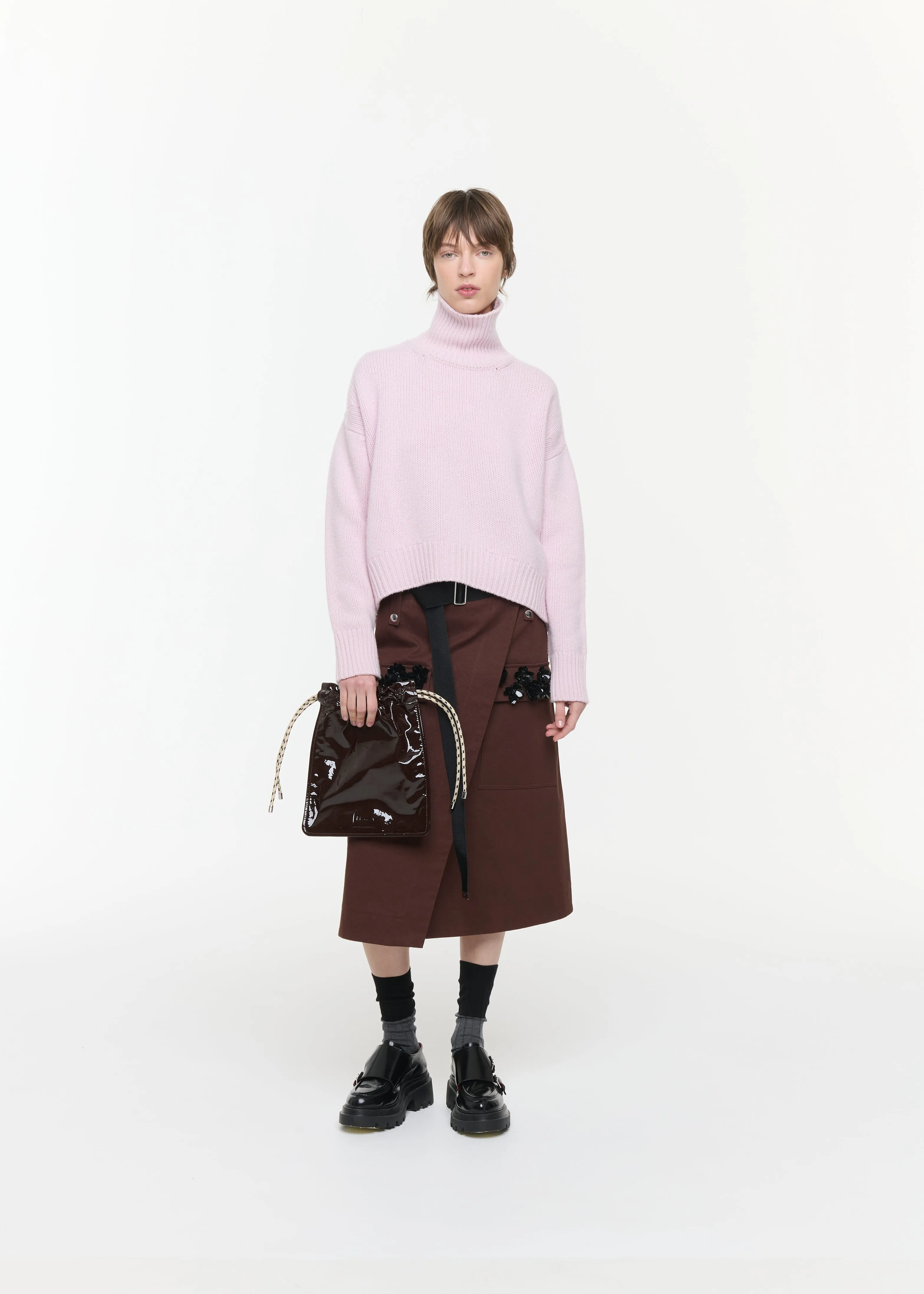 BROWN WRAP SKIRT WITH SEQUIN POCKETS sold by Plan C product image thumbnail 2