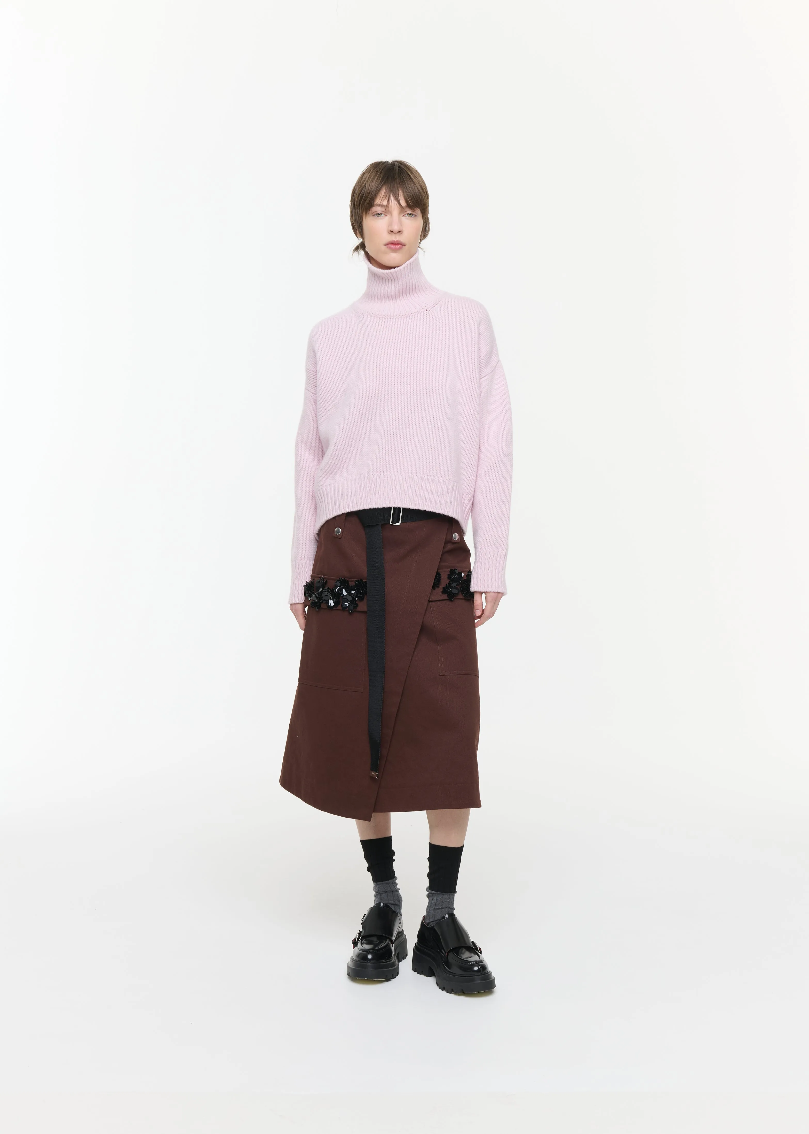 BROWN WRAP SKIRT WITH SEQUIN POCKETS sold by Plan C product image thumbnail 3