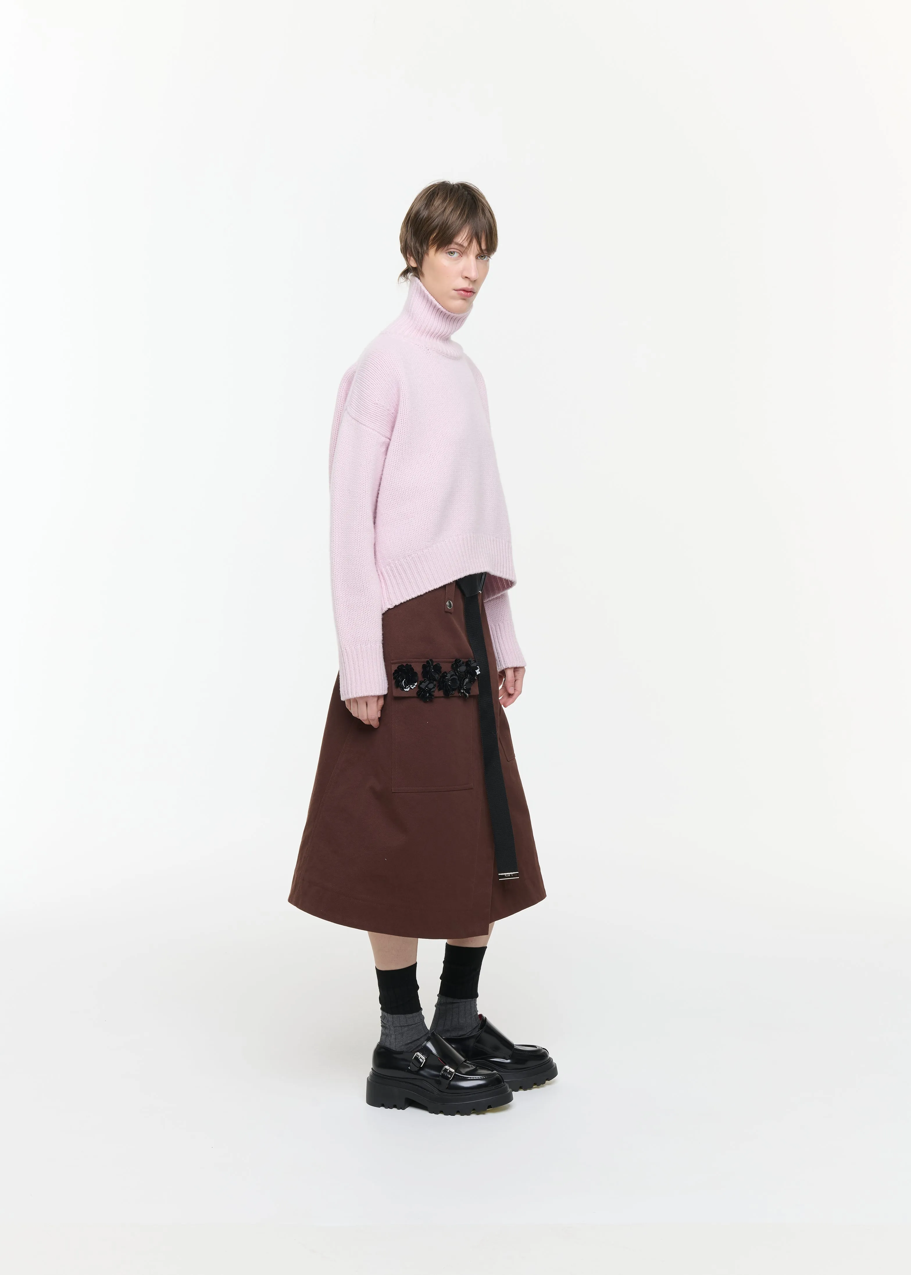 BROWN WRAP SKIRT WITH SEQUIN POCKETS sold by Plan C product image thumbnail 4