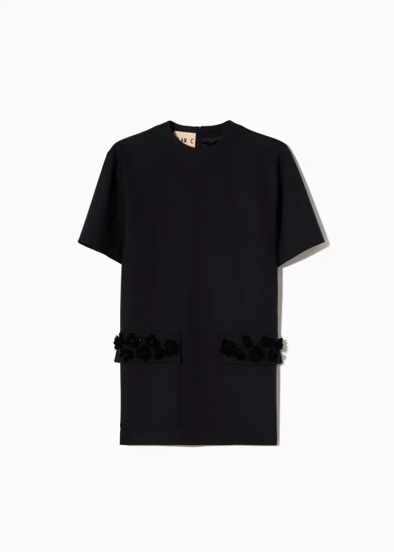 EMBROIDERED POCKET WOOL MINI DRESS made by Plan C