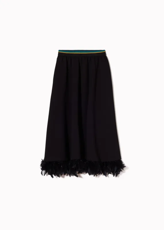 BLACK FLEECE SKIRT WITH FEATHERS made by Plan C