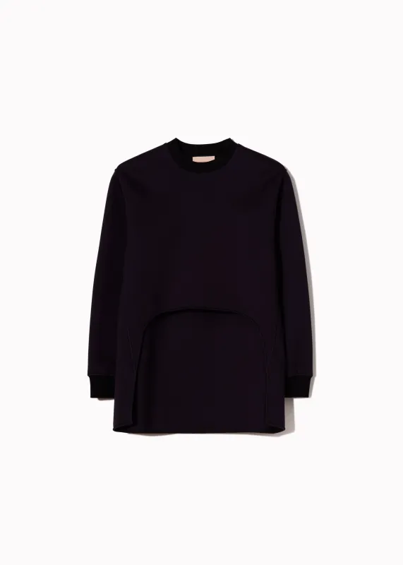BLUE BLACK SWEATSHIRT WITH ROUNDED EDGE made by Plan C