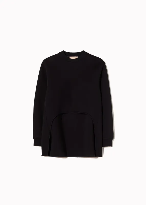 BLACK SWEATSHIRT WITH ROUNDED EDGE made by Plan C