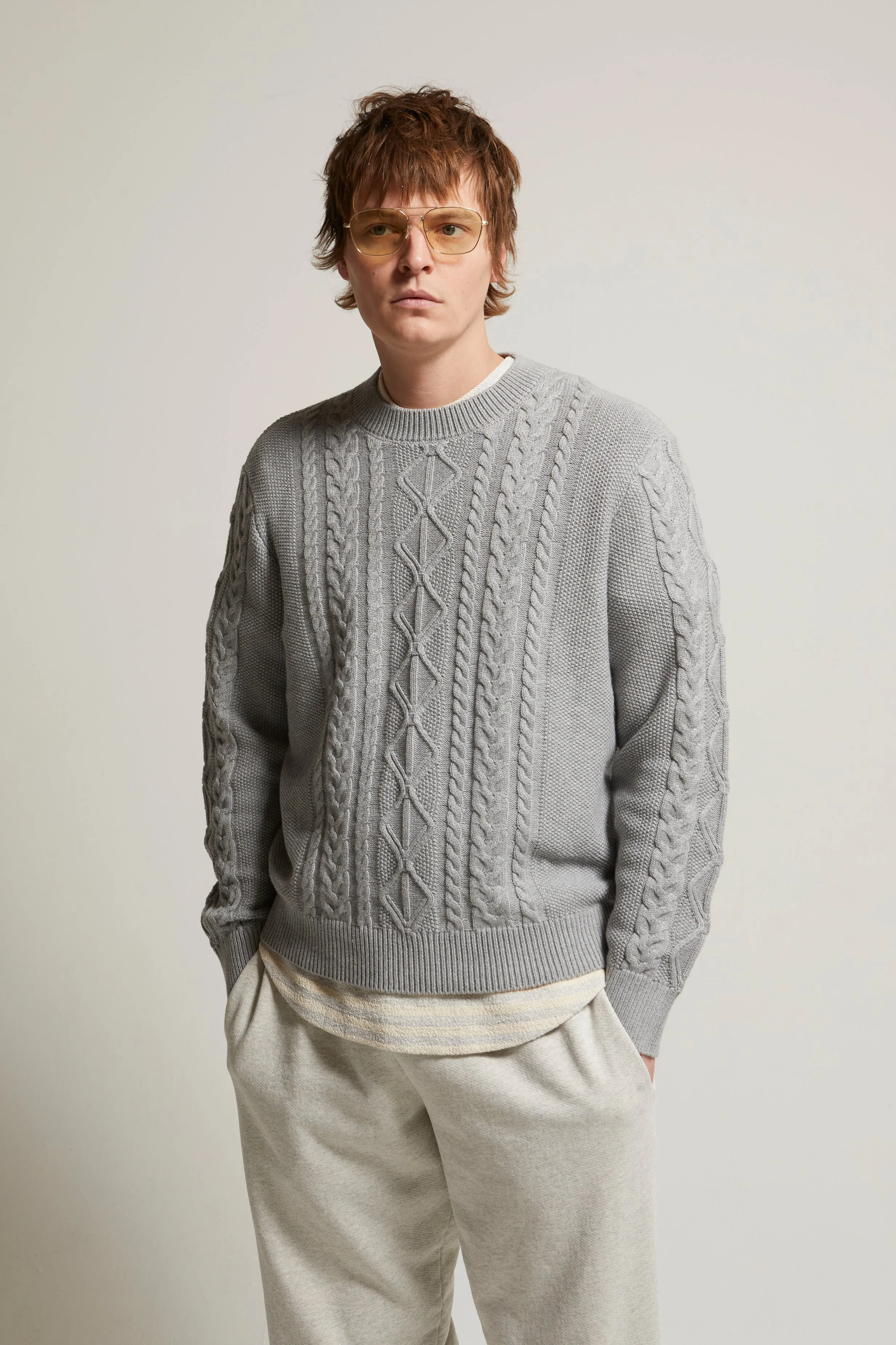 Andre Relaxed Cotton-Cashmere Cable Sweater sold by ASHER