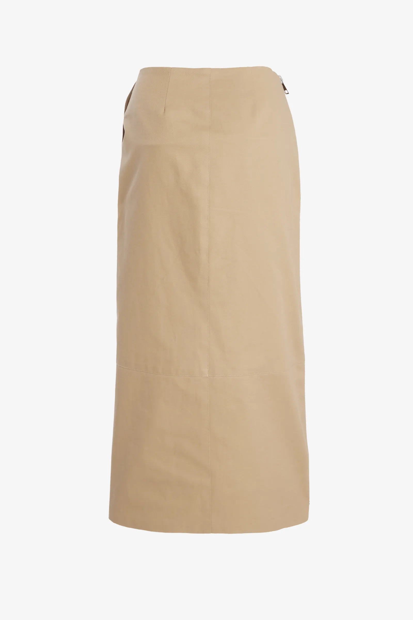 The Avery Skirt in Khaki sold by Brandon Maxwell