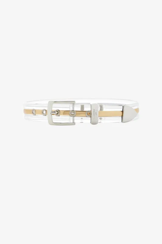 The Transluscent Belt in Gold made by Brandon Maxwell