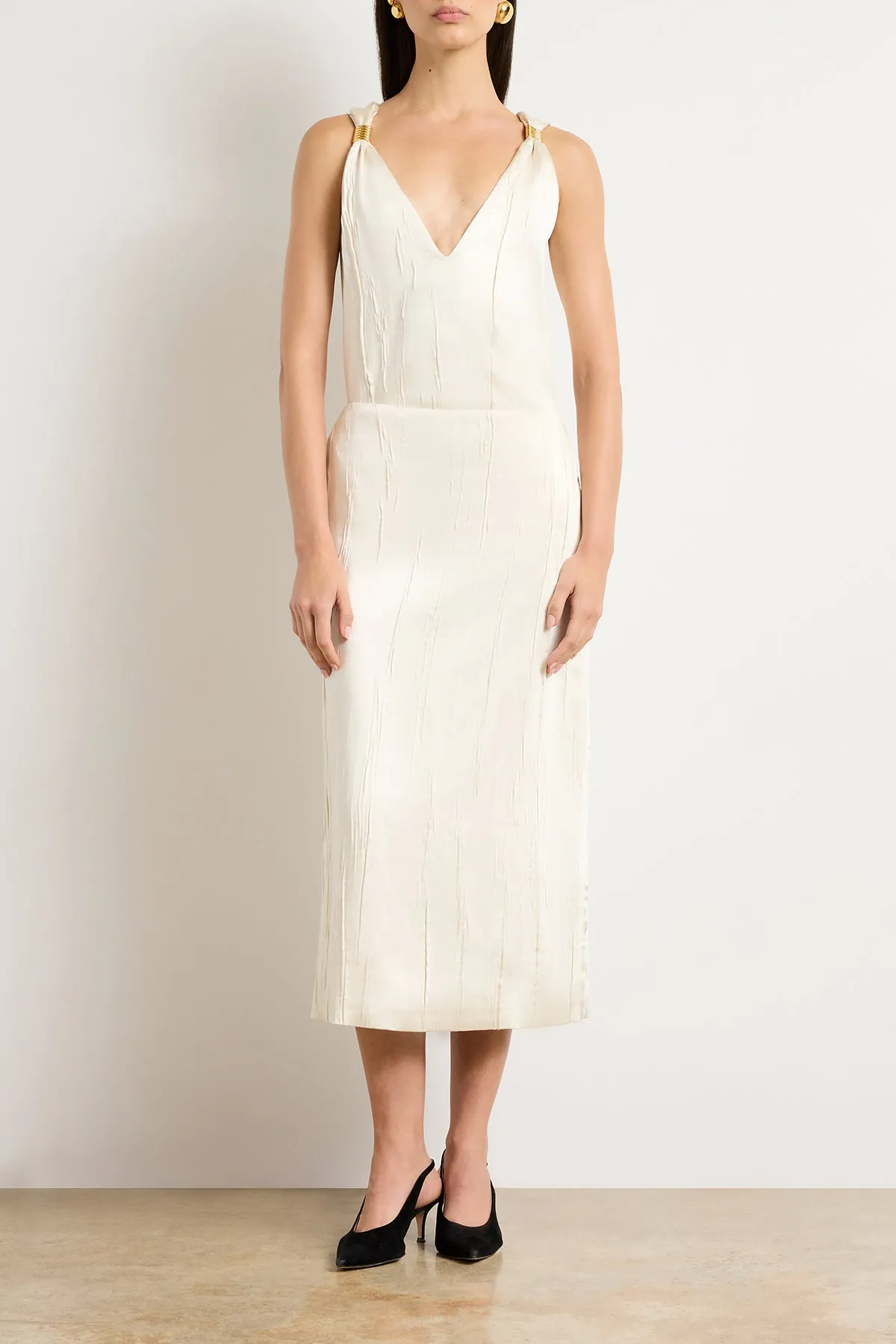 The Tierney Satin Straight Skirt in Ivory sold by Brandon Maxwell product image thumbnail 4