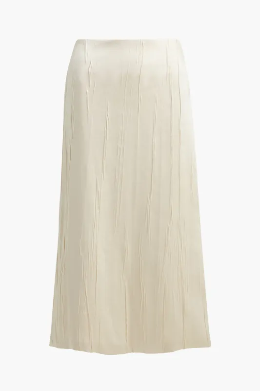 The Tierney Satin Straight Skirt in Ivory made by Brandon Maxwell