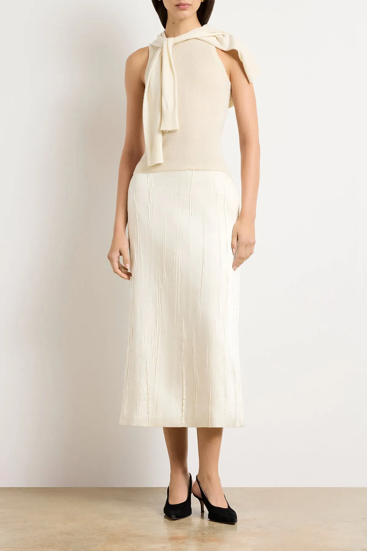 The Tierney Satin Straight Skirt in Ivory sold by Brandon Maxwell product image thumbnail 2