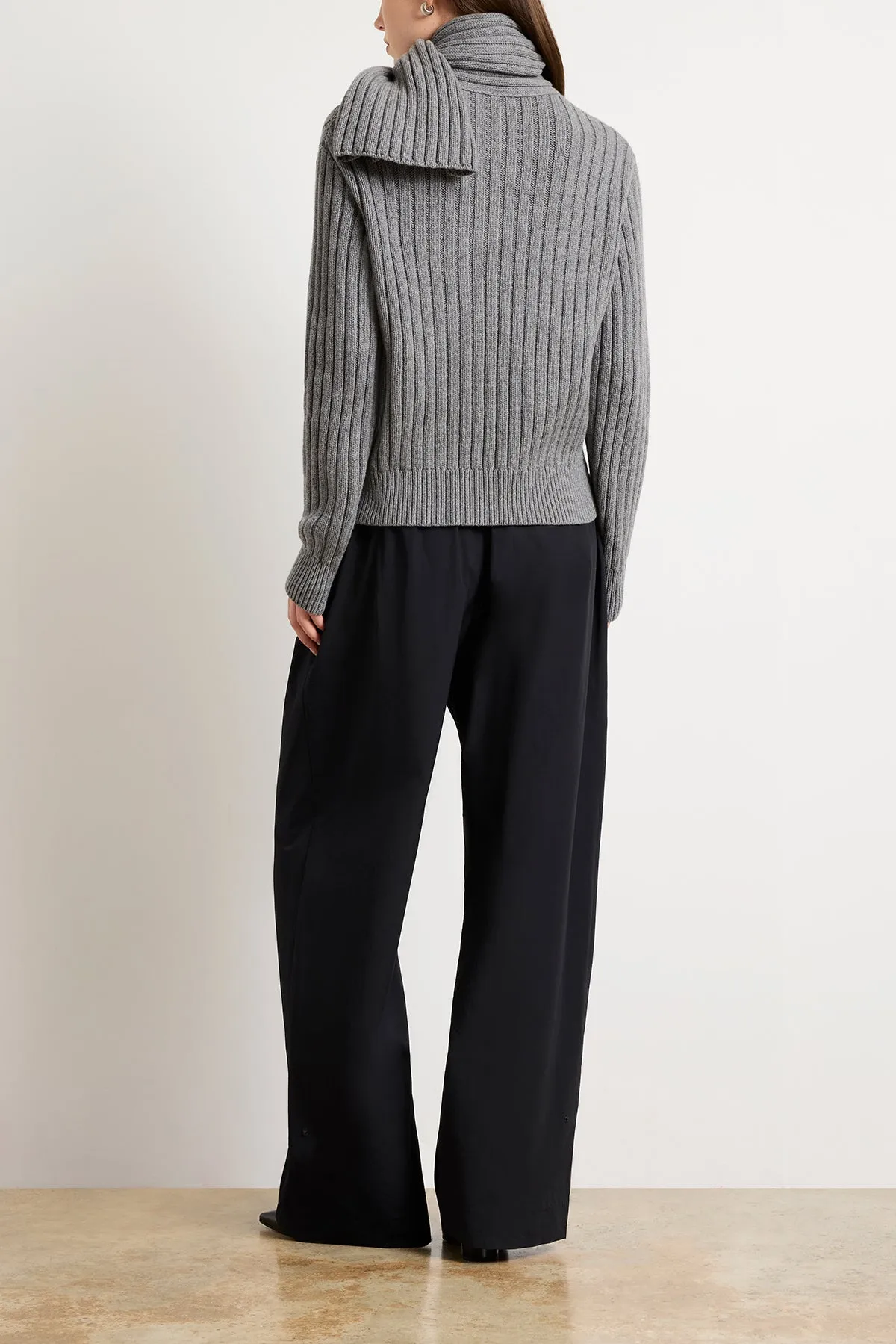 The Ryan Ribbed Scarf Sweater in Heather Grey sold by Brandon Maxwell product image thumbnail 5