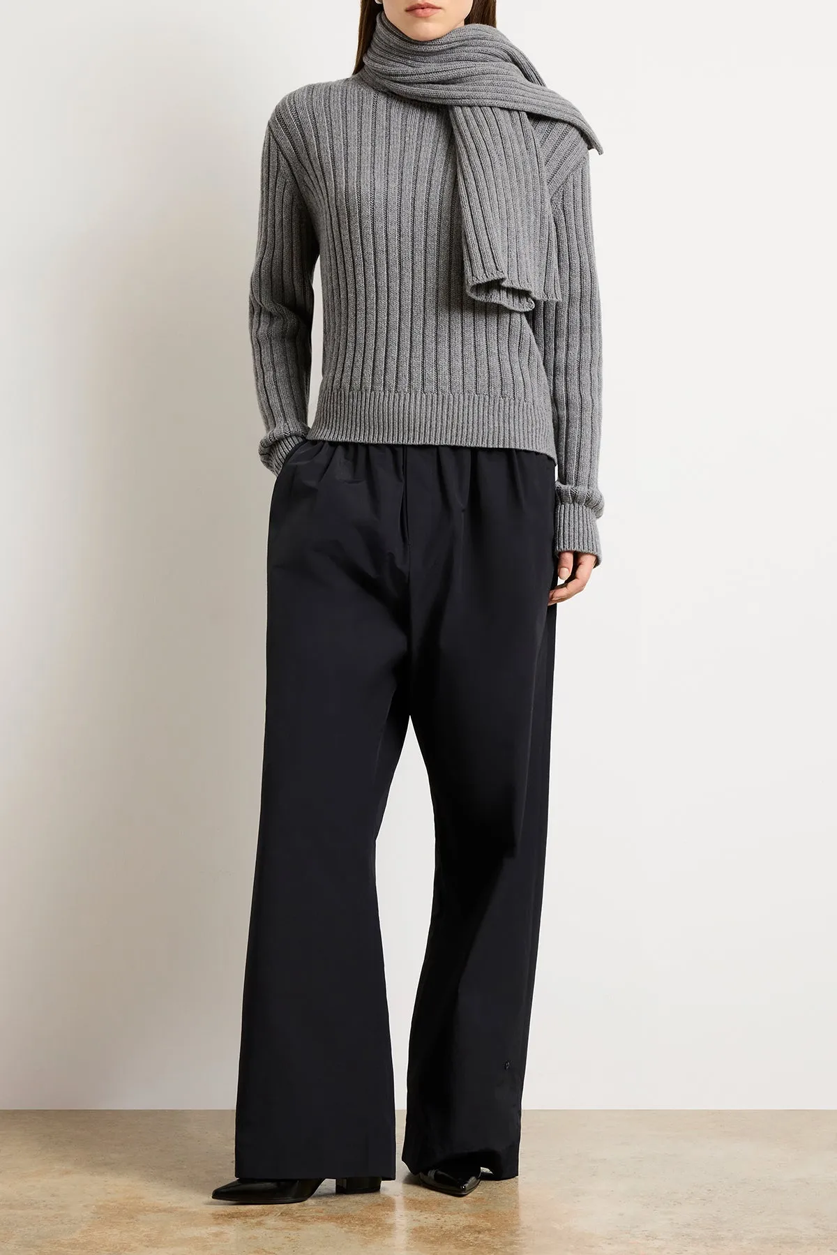 The Ryan Ribbed Scarf Sweater in Heather Grey sold by Brandon Maxwell product image thumbnail 3