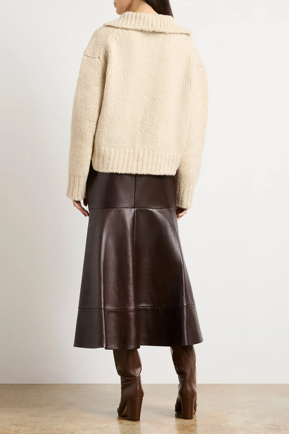 The Posie Half Zip Sweater with Sleeve Pocket in Latte sold by Brandon Maxwell product image thumbnail 5