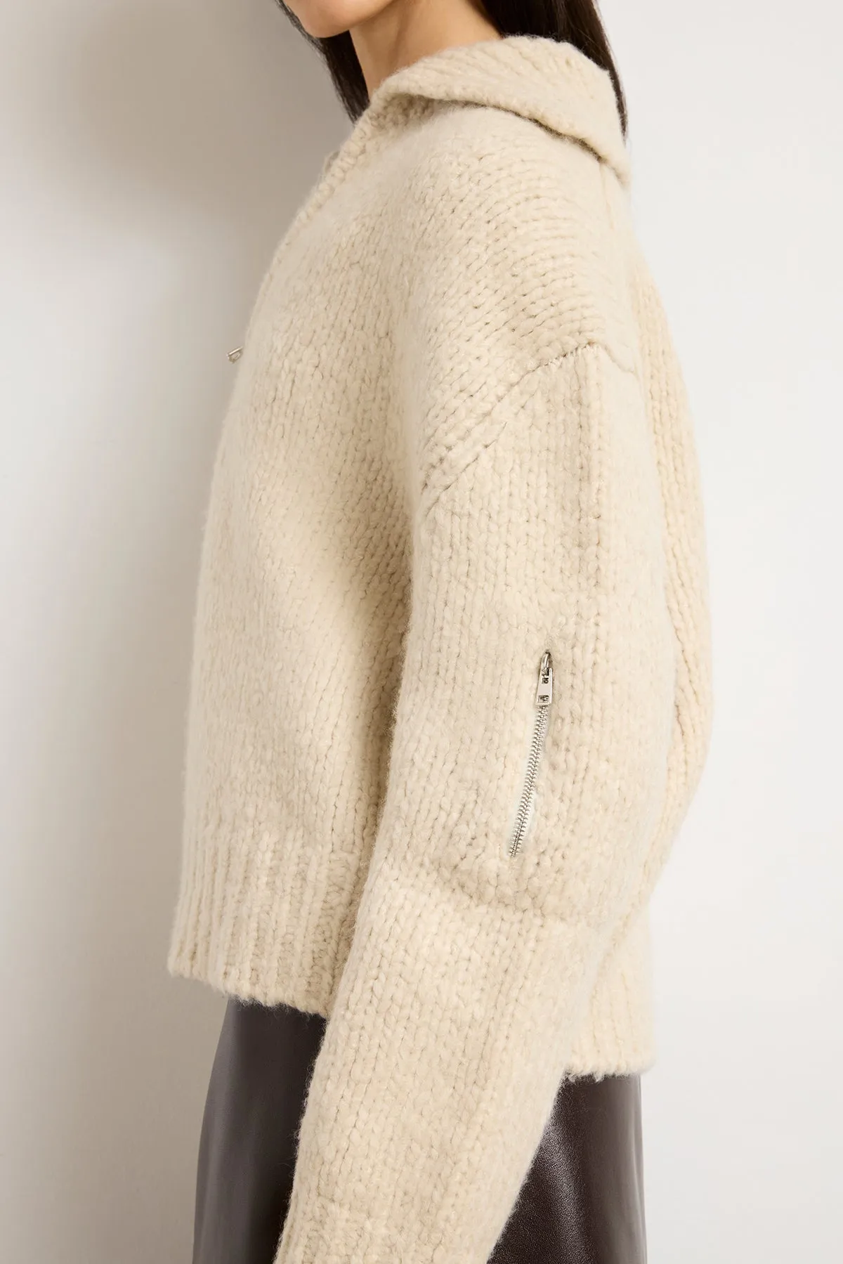 The Posie Half Zip Sweater with Sleeve Pocket in Latte sold by Brandon Maxwell product image thumbnail 4
