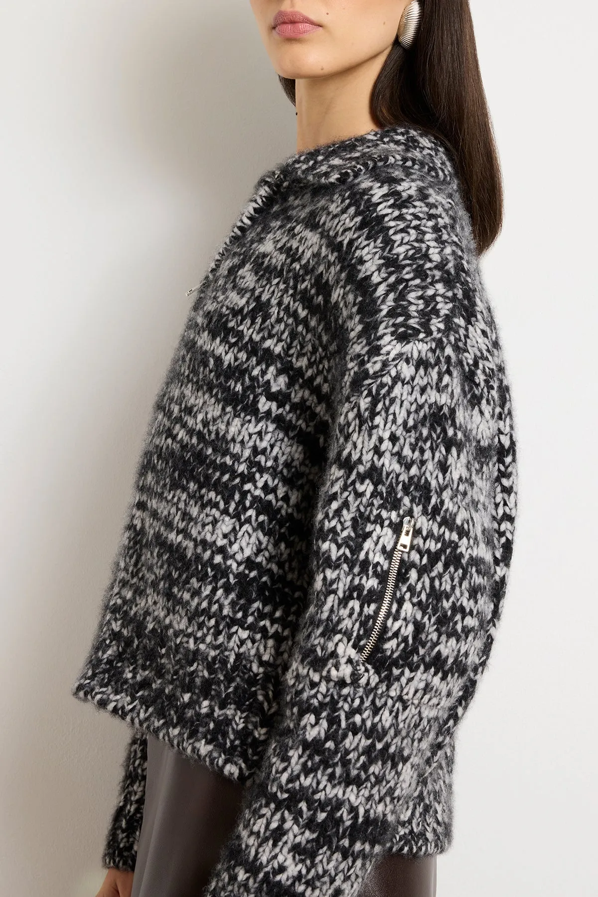 The Posie Half Zip Sweater with Sleeve Pocket in Static sold by Brandon Maxwell product image thumbnail 3