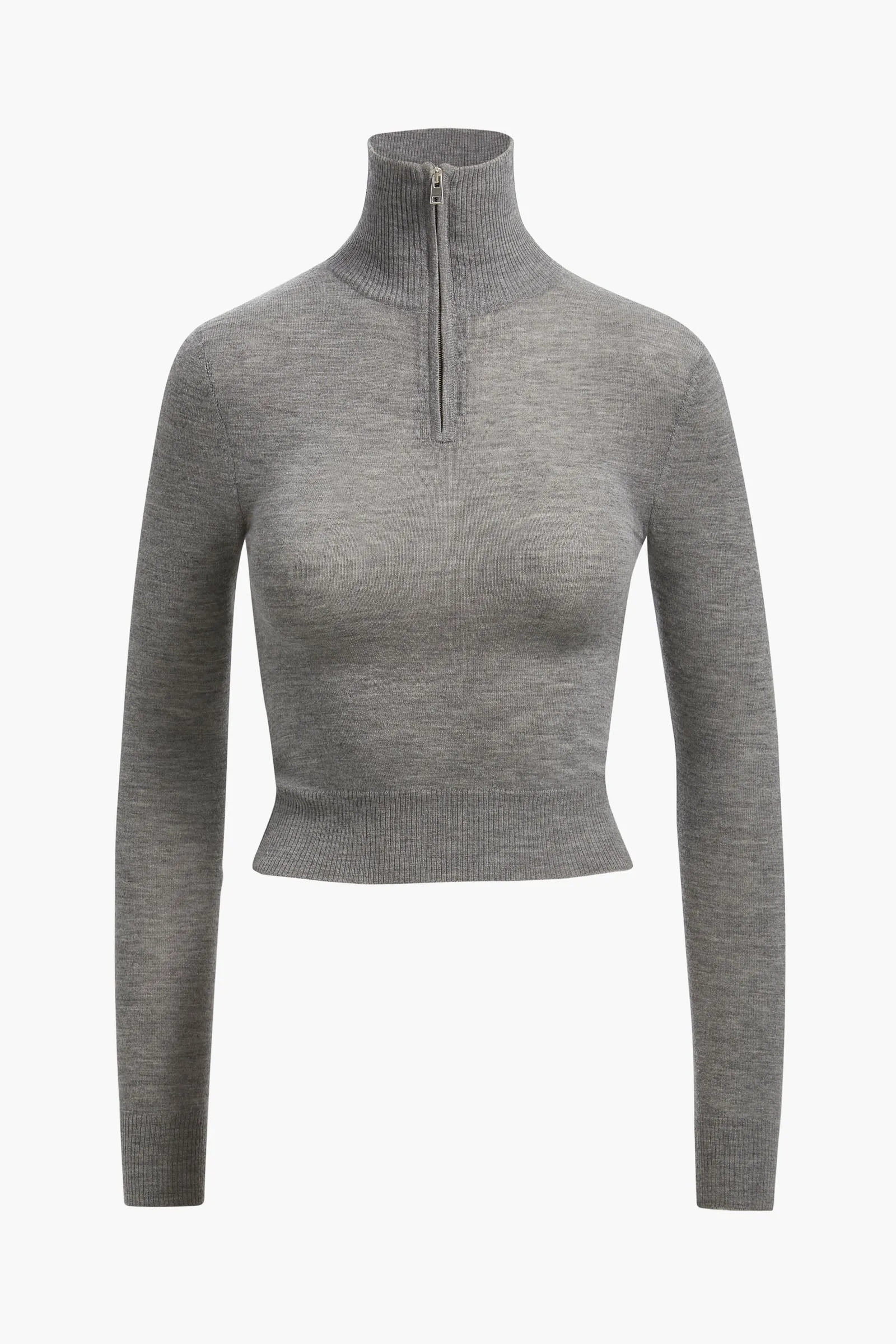 The Paxton Half Zip in Heather Grey sold by Brandon Maxwell