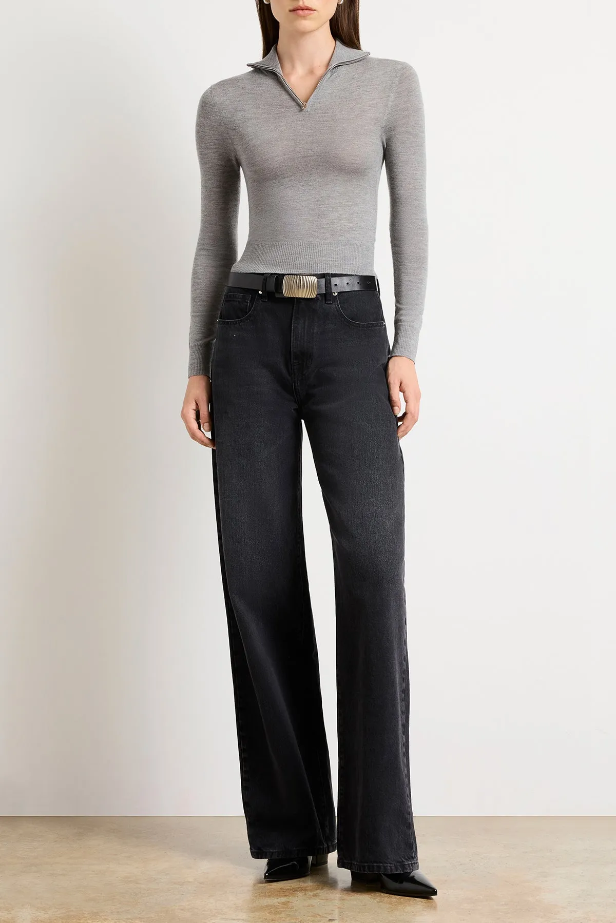 The Paxton Half Zip in Heather Grey sold by Brandon Maxwell product image thumbnail 3