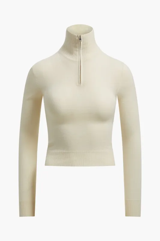 The Paxton Half Zip in Ivory made by Brandon Maxwell
