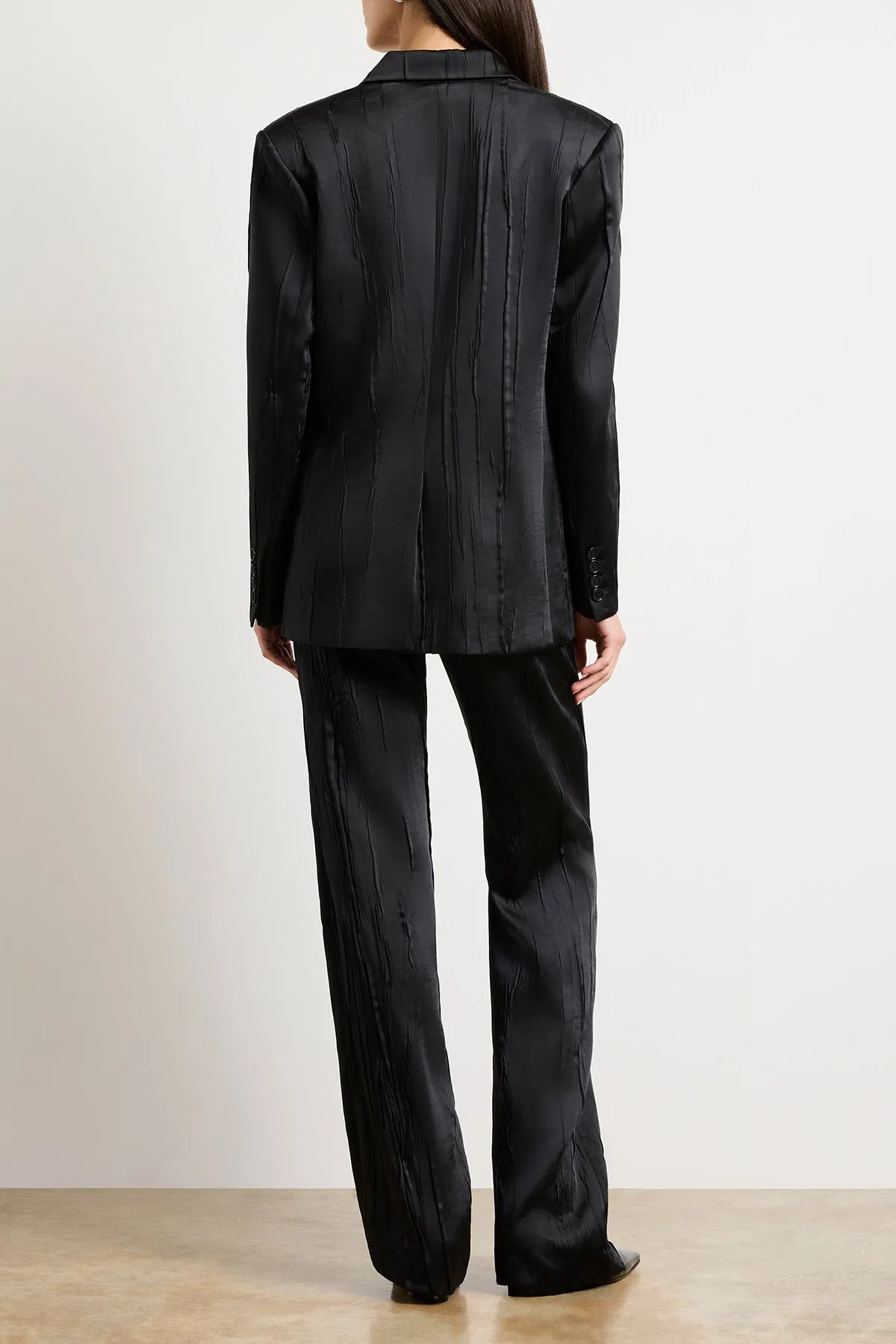 The Nell Crushed Satin Single Breasted Blazer in Black sold by Brandon Maxwell product image thumbnail 4