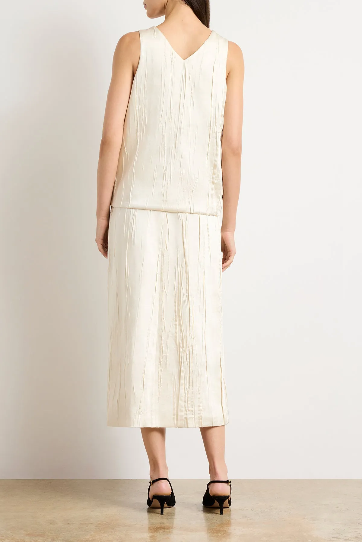 The Drew Deep V Tank in Ivory sold by Brandon Maxwell product image thumbnail 4