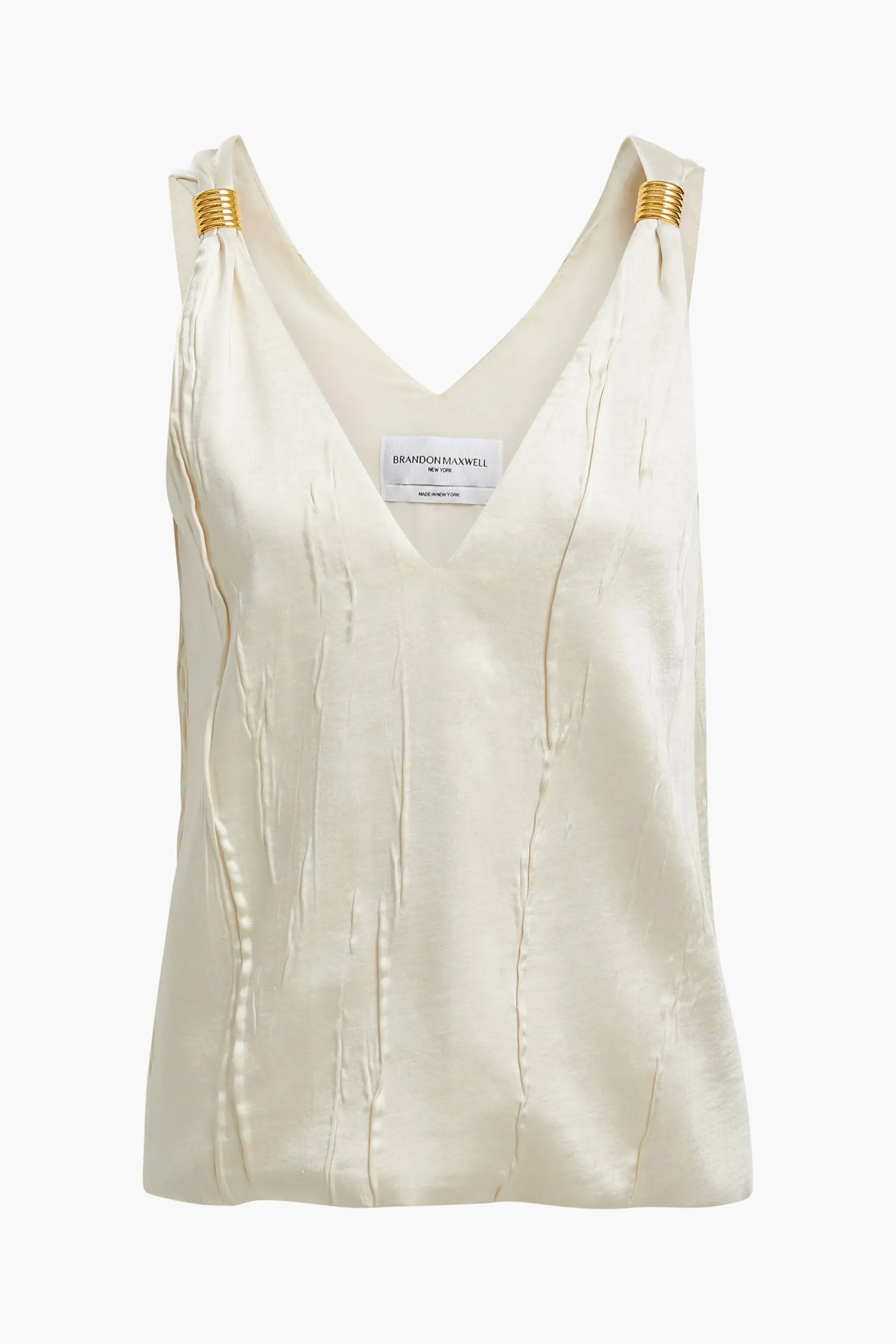 The Drew Deep V Tank in Ivory sold by Brandon Maxwell
