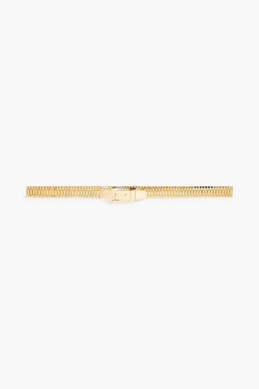 The Celeste Watch Belt in Gold made by Brandon Maxwell