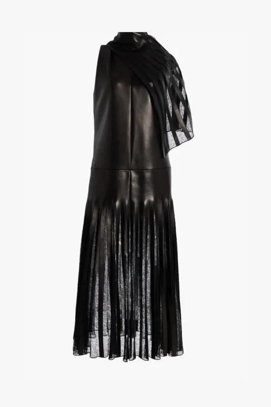 The Blythe Leather Embroidered Dress in Black made by Brandon Maxwell