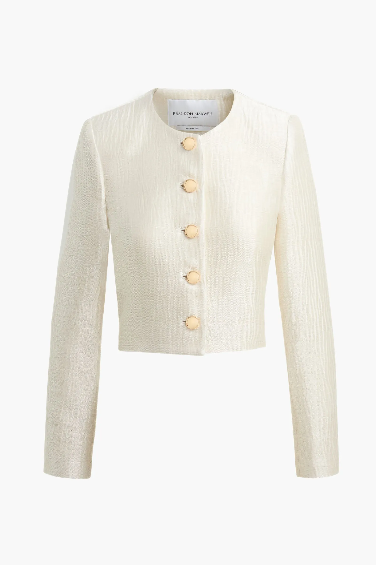 The Ryder Box Jacket in Pearl Sponge Silk sold by Brandon Maxwell