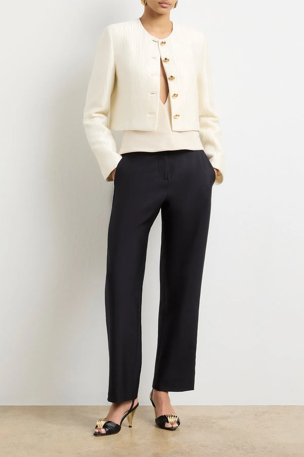 The Ryder Box Jacket in Pearl Sponge Silk sold by Brandon Maxwell product image thumbnail 4